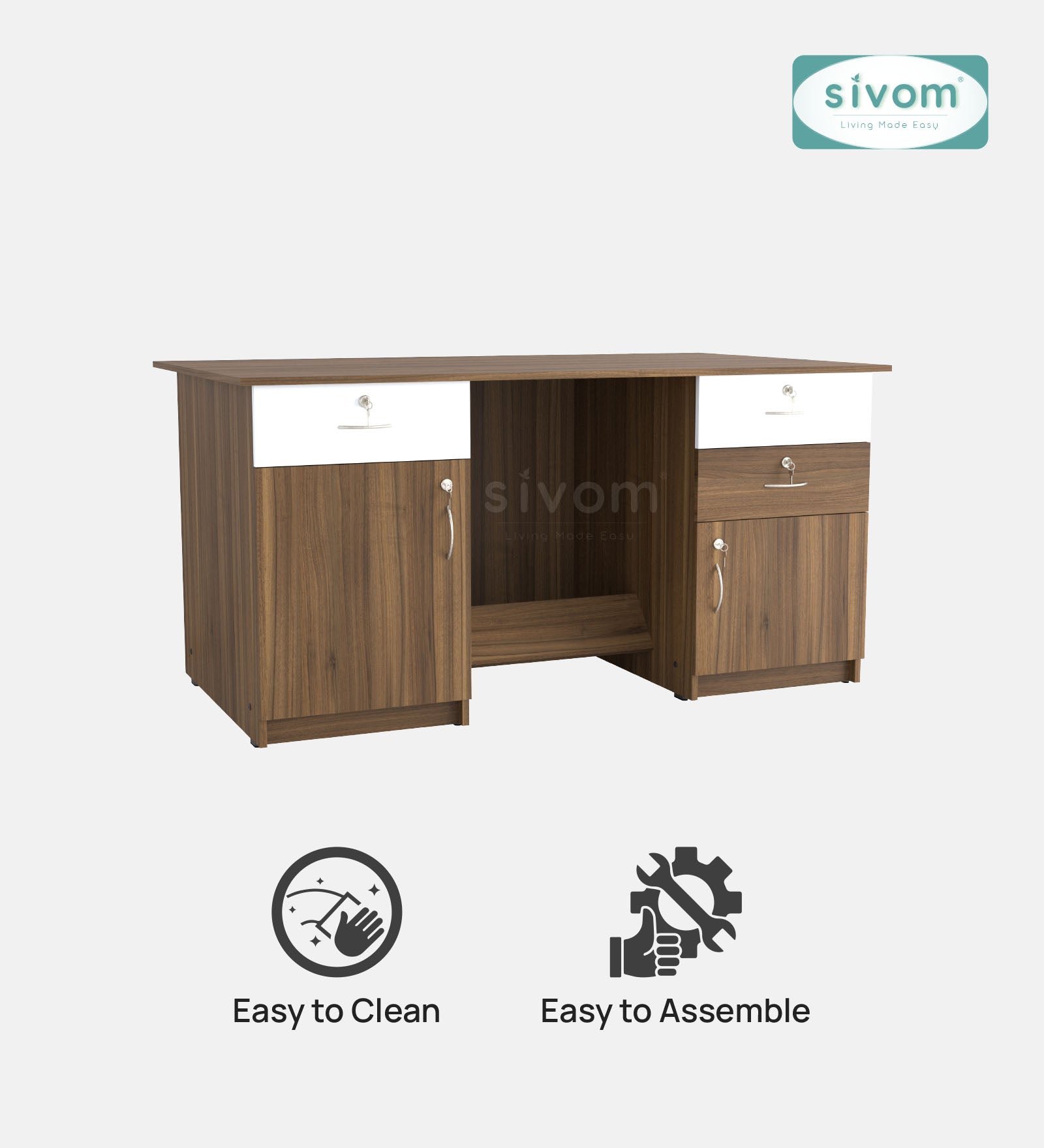 SIVOM Heads Engineered Wood Executive Desk | Elegant Design & Premium Finish