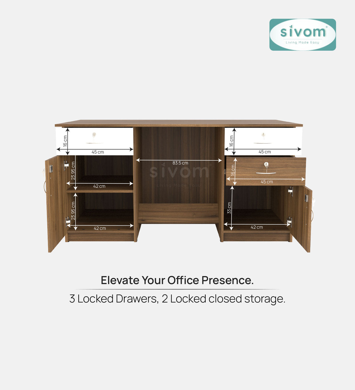 SIVOM Heads Engineered Wood Executive Desk | Elegant Design & Premium Finish