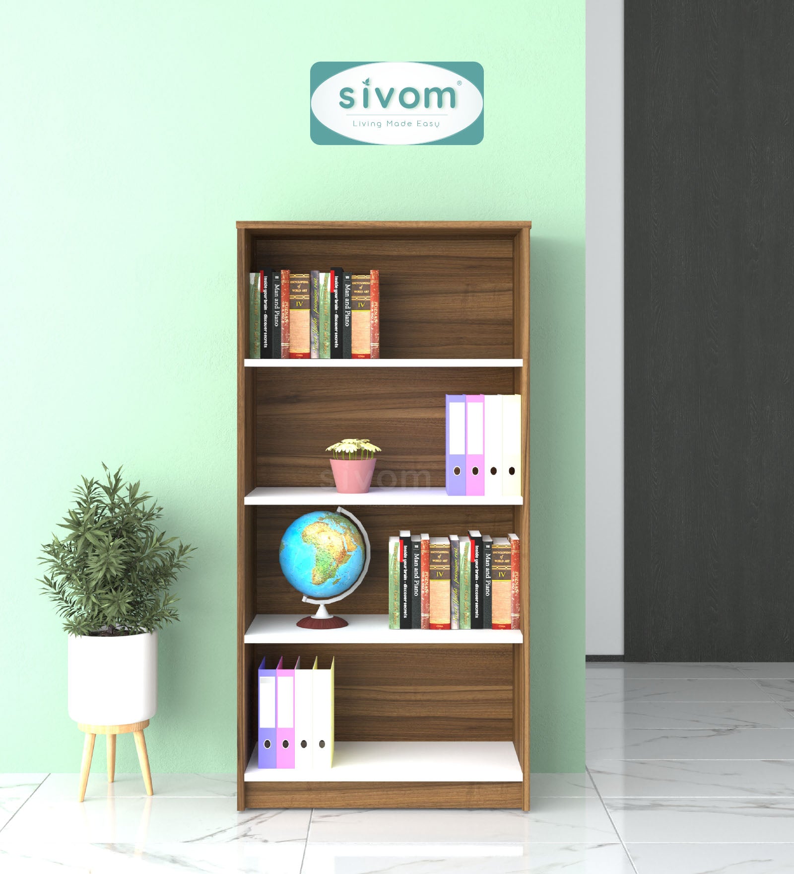 Sivom SIVOM Helix Multipurpose Storage Rack/Study/Home/Office Engineered Wood Open Book Shelf for Modern Homes | Elegant Design & Premium Finish