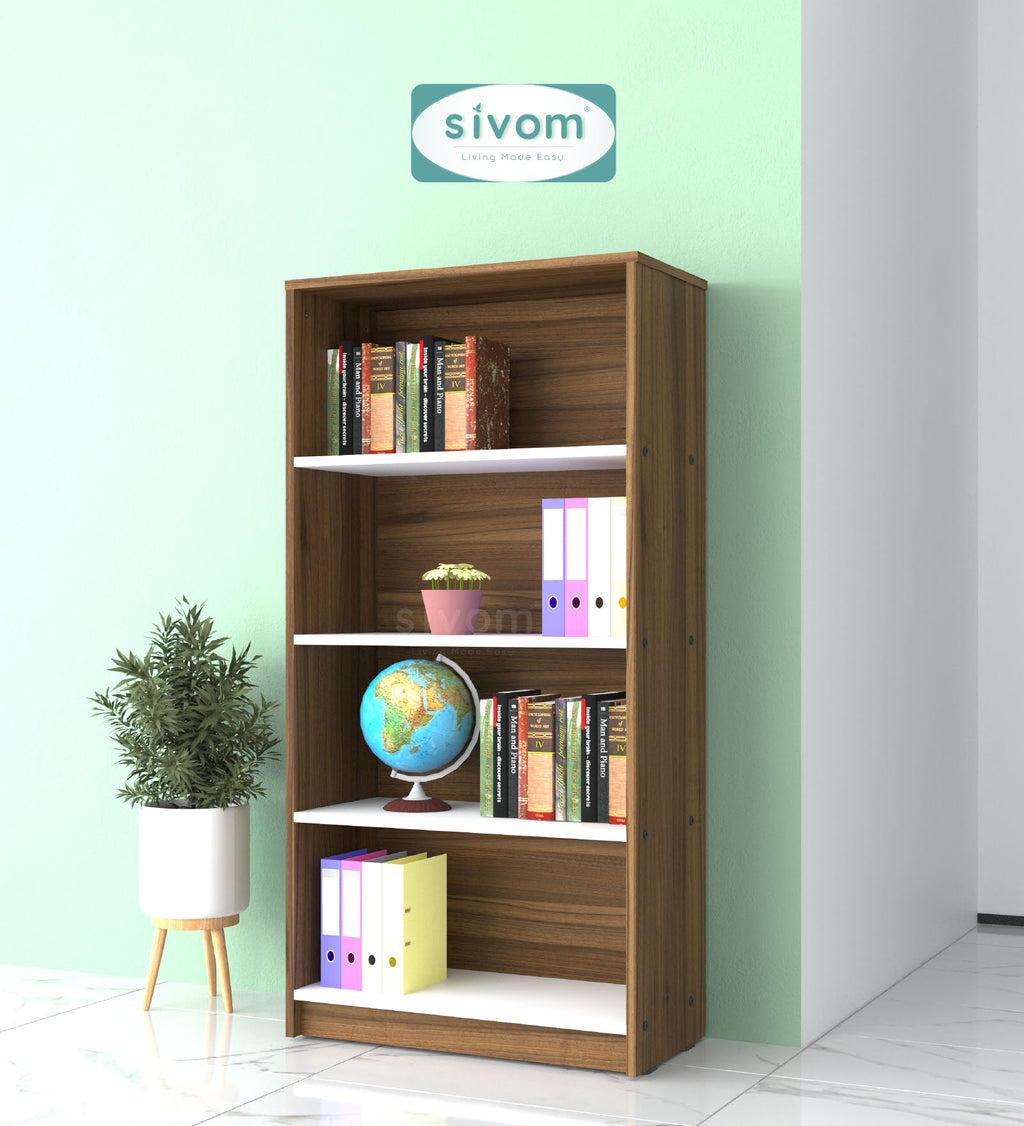 Sivom SIVOM Helix Multipurpose Storage Rack/Study/Home/Office Engineered Wood Open Book Shelf for Modern Homes | Elegant Design & Premium Finish