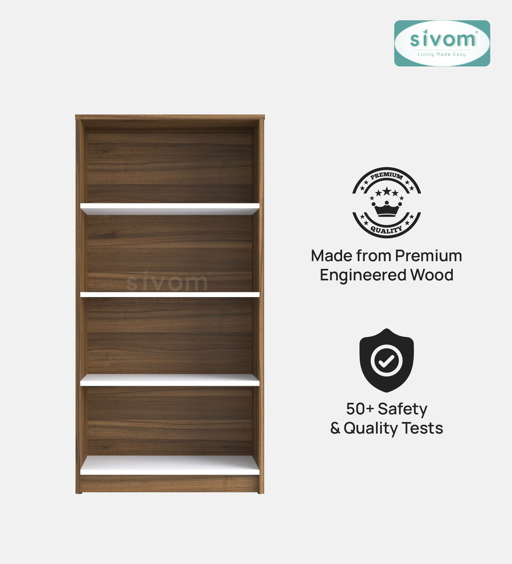 Sivom SIVOM Helix Multipurpose Storage Rack/Study/Home/Office Engineered Wood Open Book Shelf for Modern Homes | Elegant Design & Premium Finish