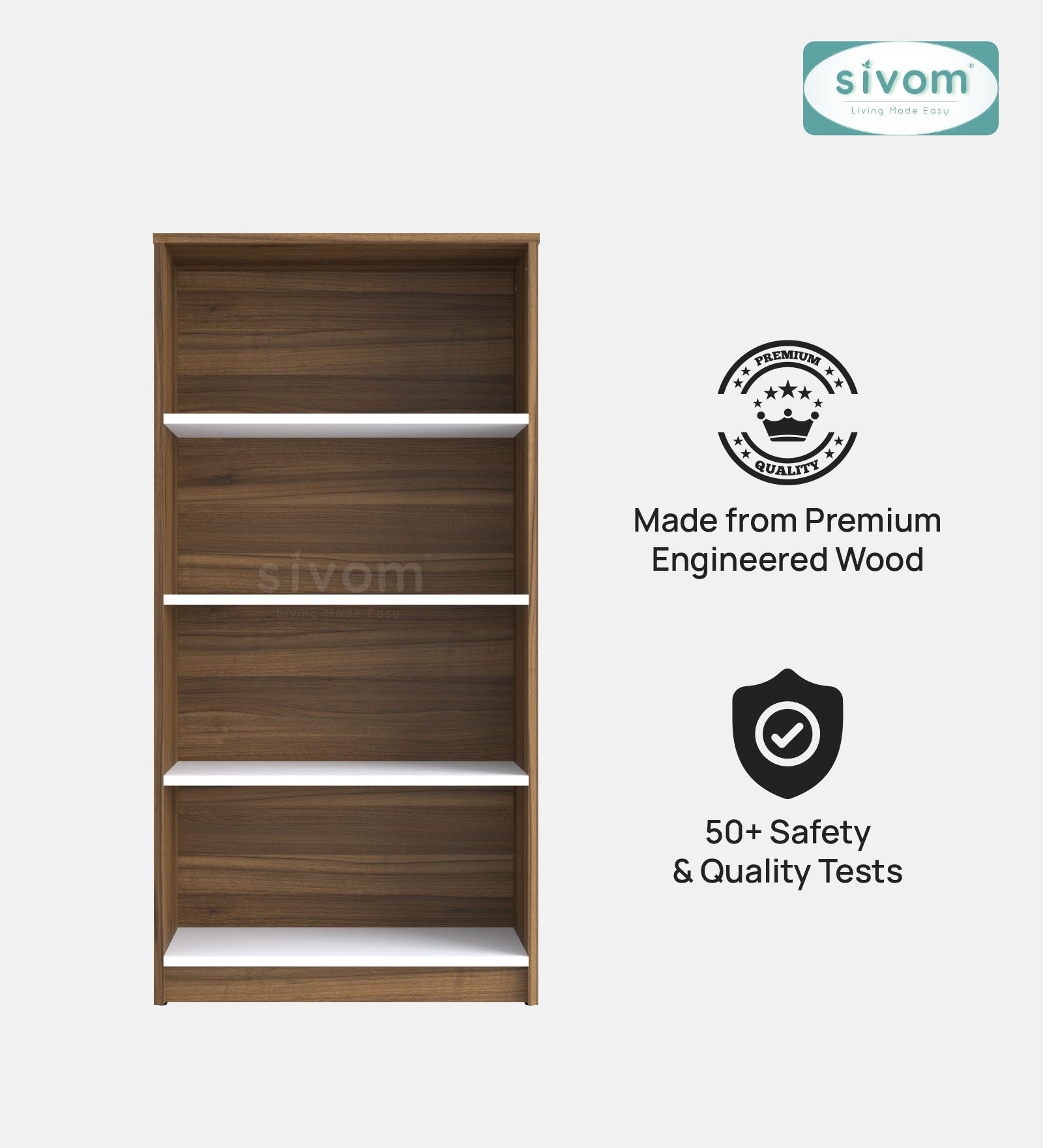 Sivom SIVOM Helix Multipurpose Storage Rack/Study/Home/Office Engineered Wood Open Book Shelf for Modern Homes | Elegant Design & Premium Finish