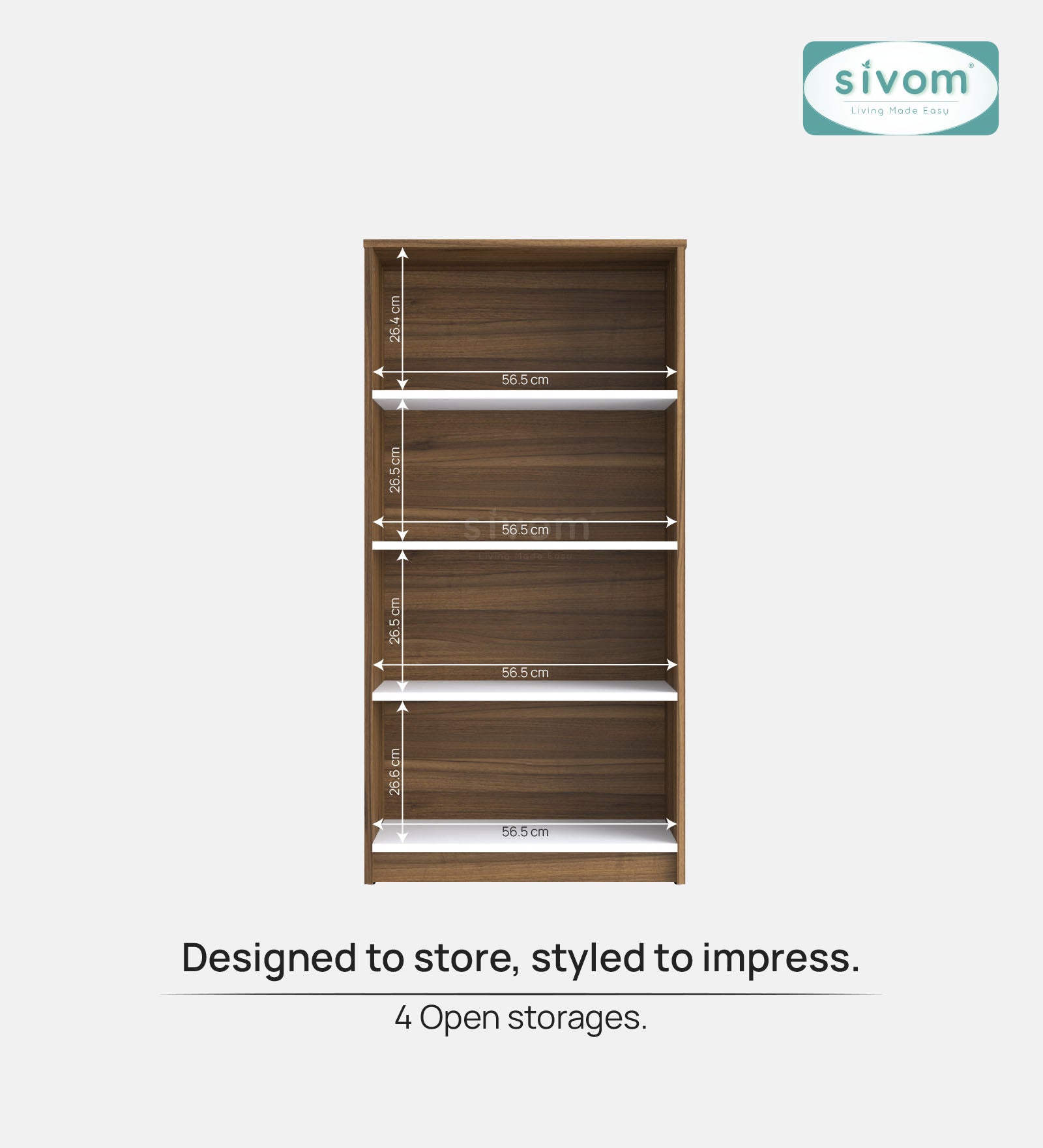Sivom SIVOM Helix Multipurpose Storage Rack/Study/Home/Office Engineered Wood Open Book Shelf for Modern Homes | Elegant Design & Premium Finish