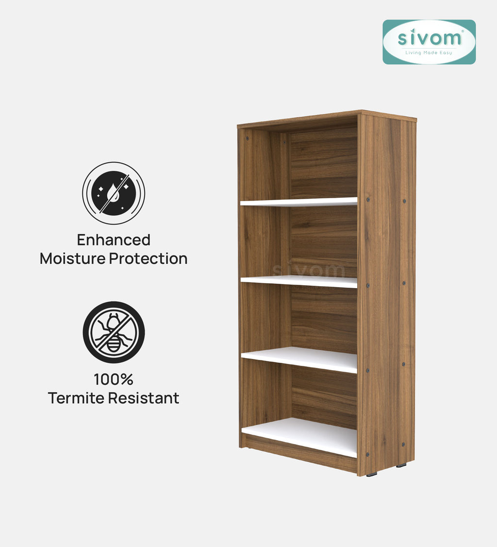 Sivom SIVOM Helix Multipurpose Storage Rack/Study/Home/Office Engineered Wood Open Book Shelf for Modern Homes | Elegant Design & Premium Finish