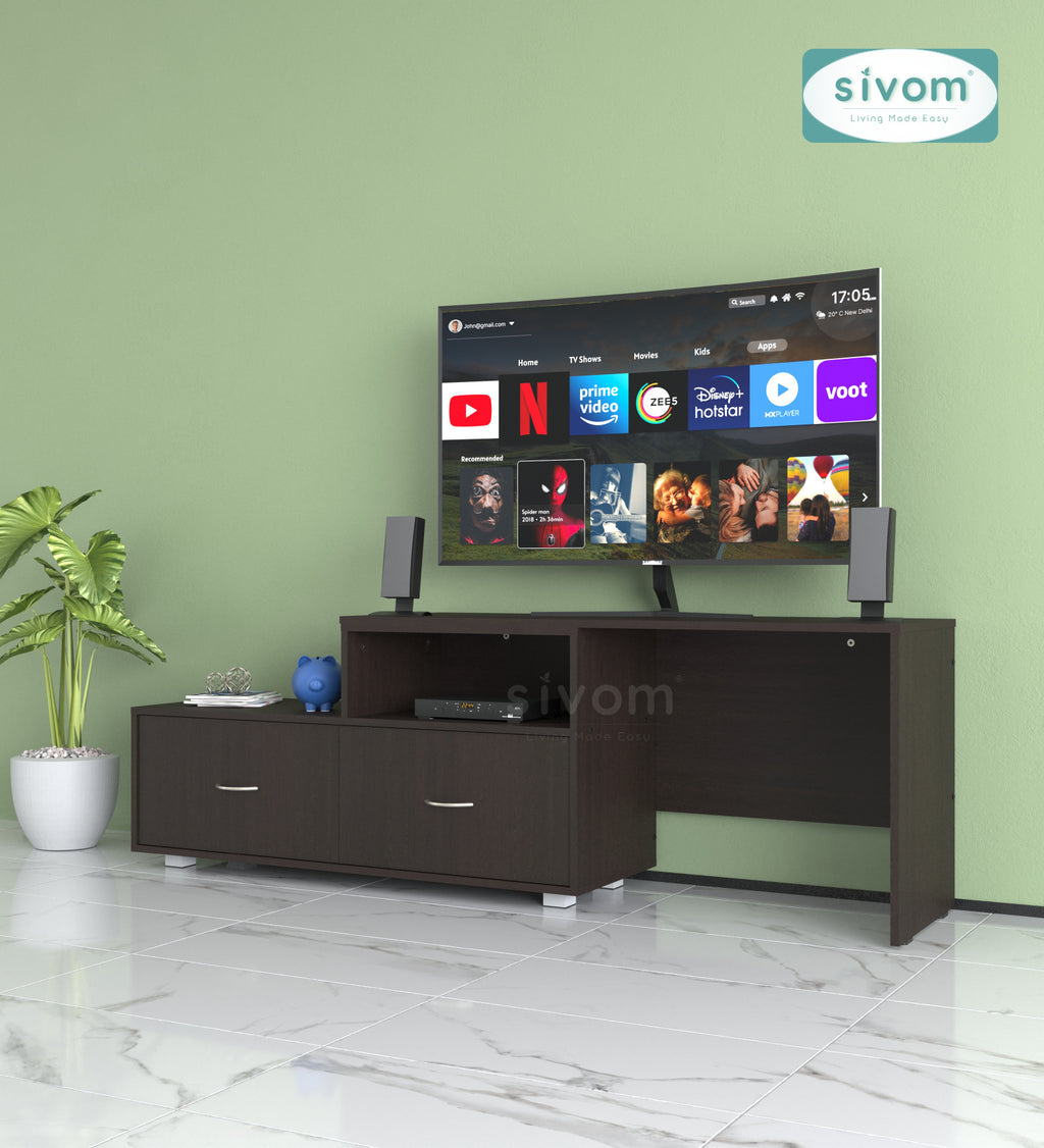 Sivom furniture SIVOM Hemis Multipurpose TV Unit fits upto 43 inch with Storage Engineered Wood TV Entertainment Unit for Modern Homes | Elegant Design & Premium Finish