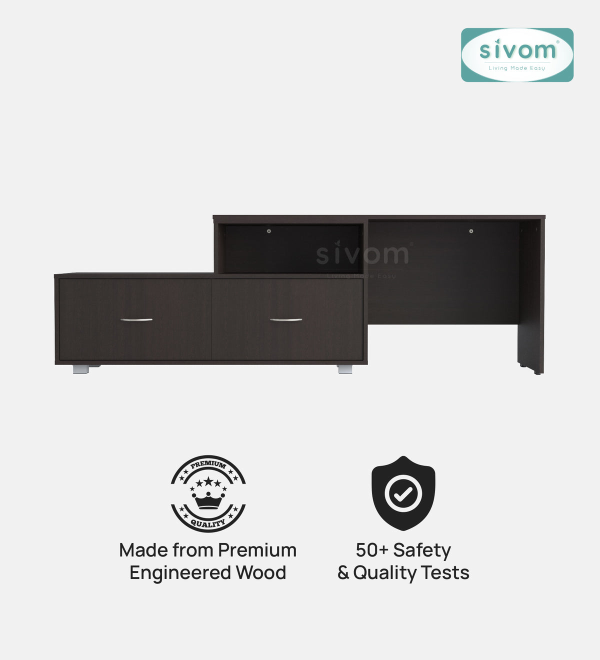 Sivom furniture SIVOM Hemis Multipurpose TV Unit fits upto 43 inch with Storage Engineered Wood TV Entertainment Unit for Modern Homes | Elegant Design & Premium Finish