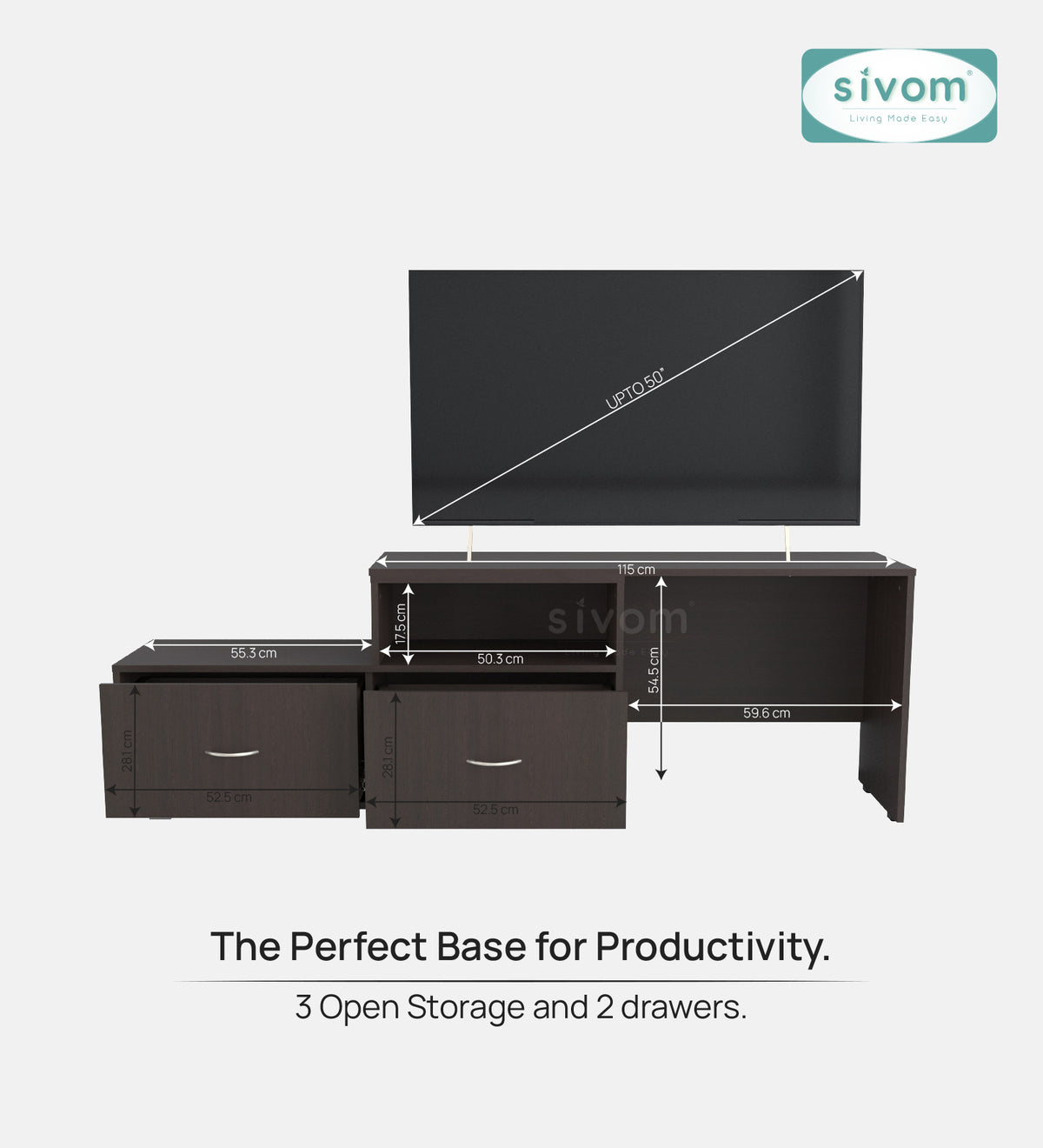Sivom furniture SIVOM Hemis Multipurpose TV Unit fits upto 43 inch with Storage Engineered Wood TV Entertainment Unit for Modern Homes | Elegant Design & Premium Finish
