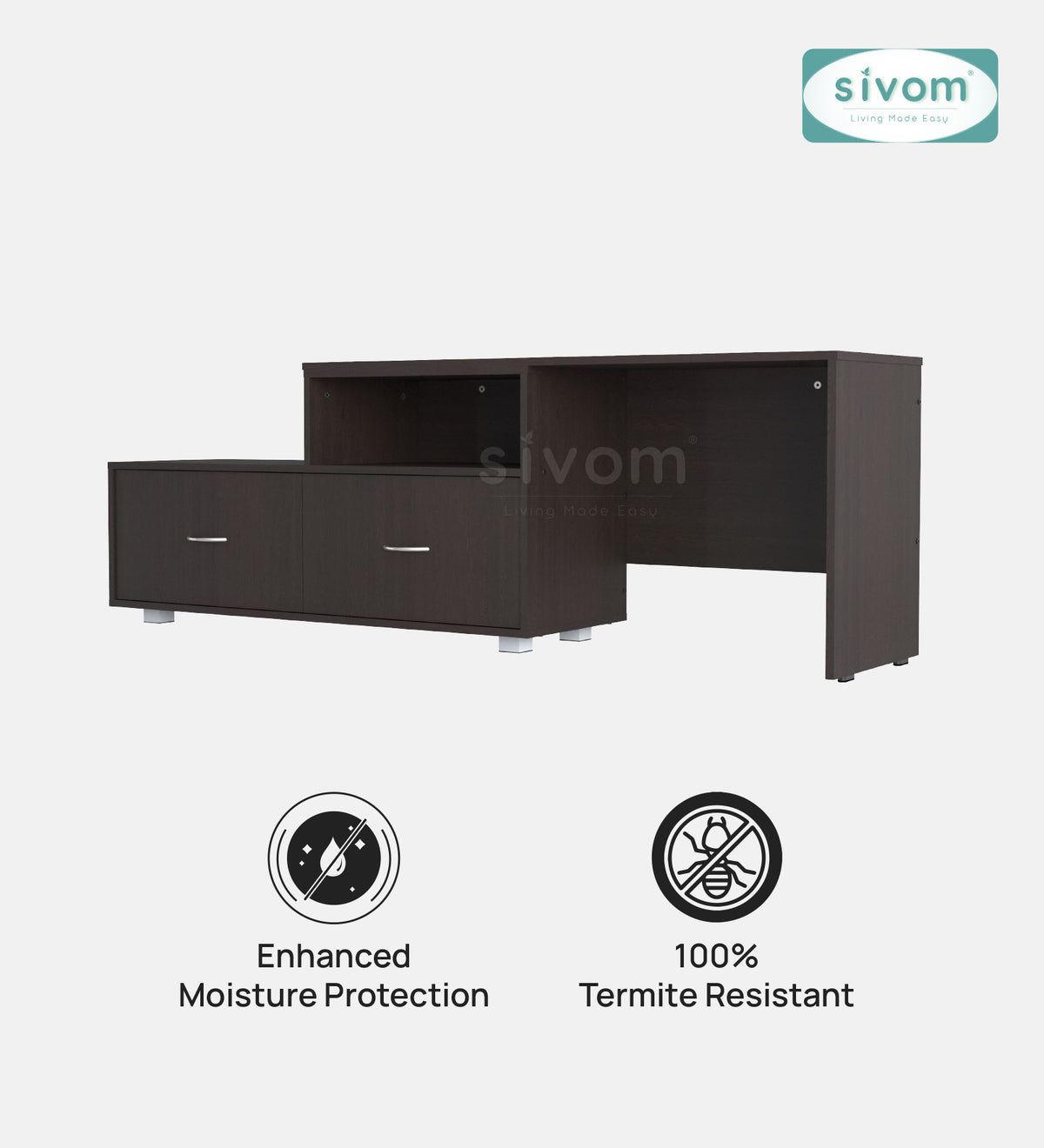 Sivom furniture SIVOM Hemis Multipurpose TV Unit fits upto 43 inch with Storage Engineered Wood TV Entertainment Unit for Modern Homes | Elegant Design & Premium Finish