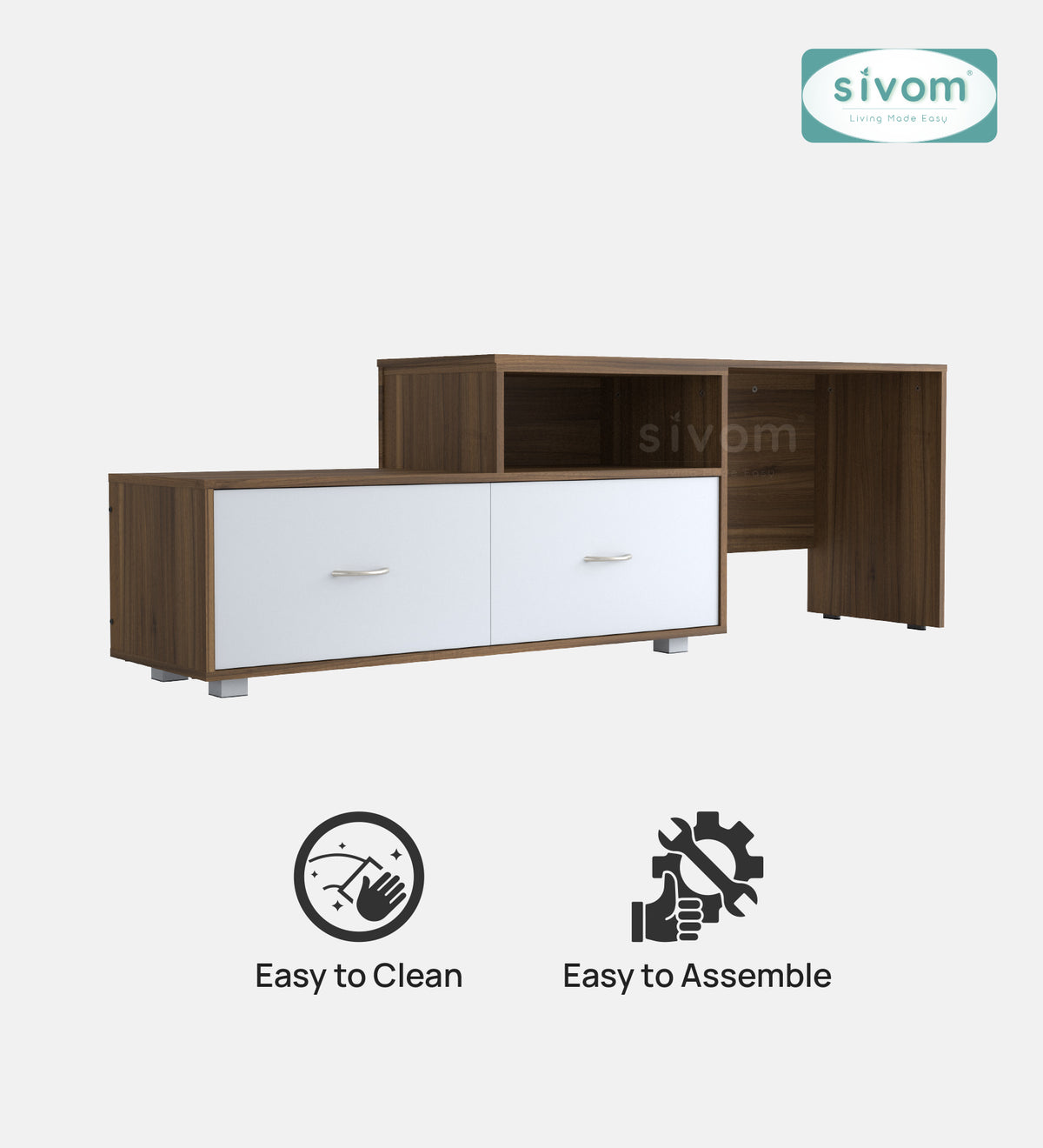 Sivom furniture SIVOM Hemis Multipurpose TV Unit fits upto 43 inch with Storage Engineered Wood TV Entertainment Unit for Modern Homes | Elegant Design & Premium Finish