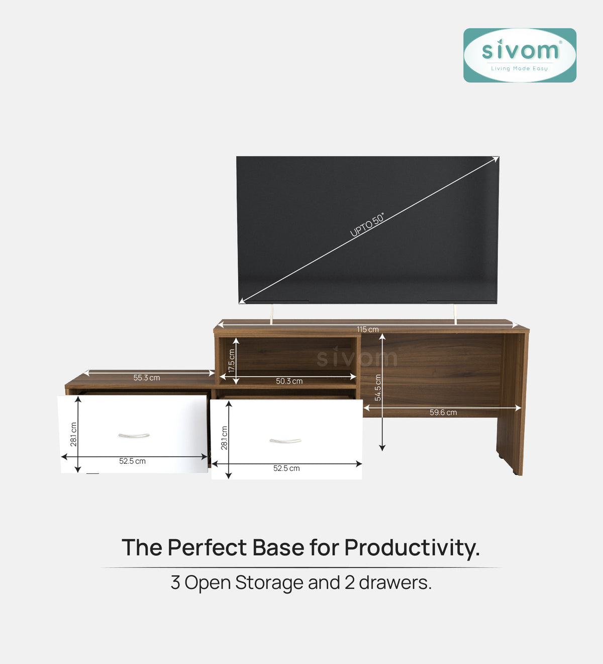 Sivom furniture SIVOM Hemis Multipurpose TV Unit fits upto 43 inch with Storage Engineered Wood TV Entertainment Unit for Modern Homes | Elegant Design & Premium Finish