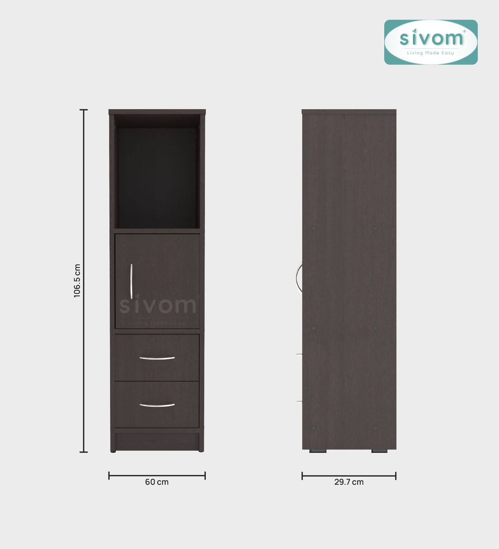 Sivom SIVOM Henry Multipurpose Storage Unit/ Engineered Wood Free Standing Cabinet for Modern Homes | Elegant Design & Premium Finish