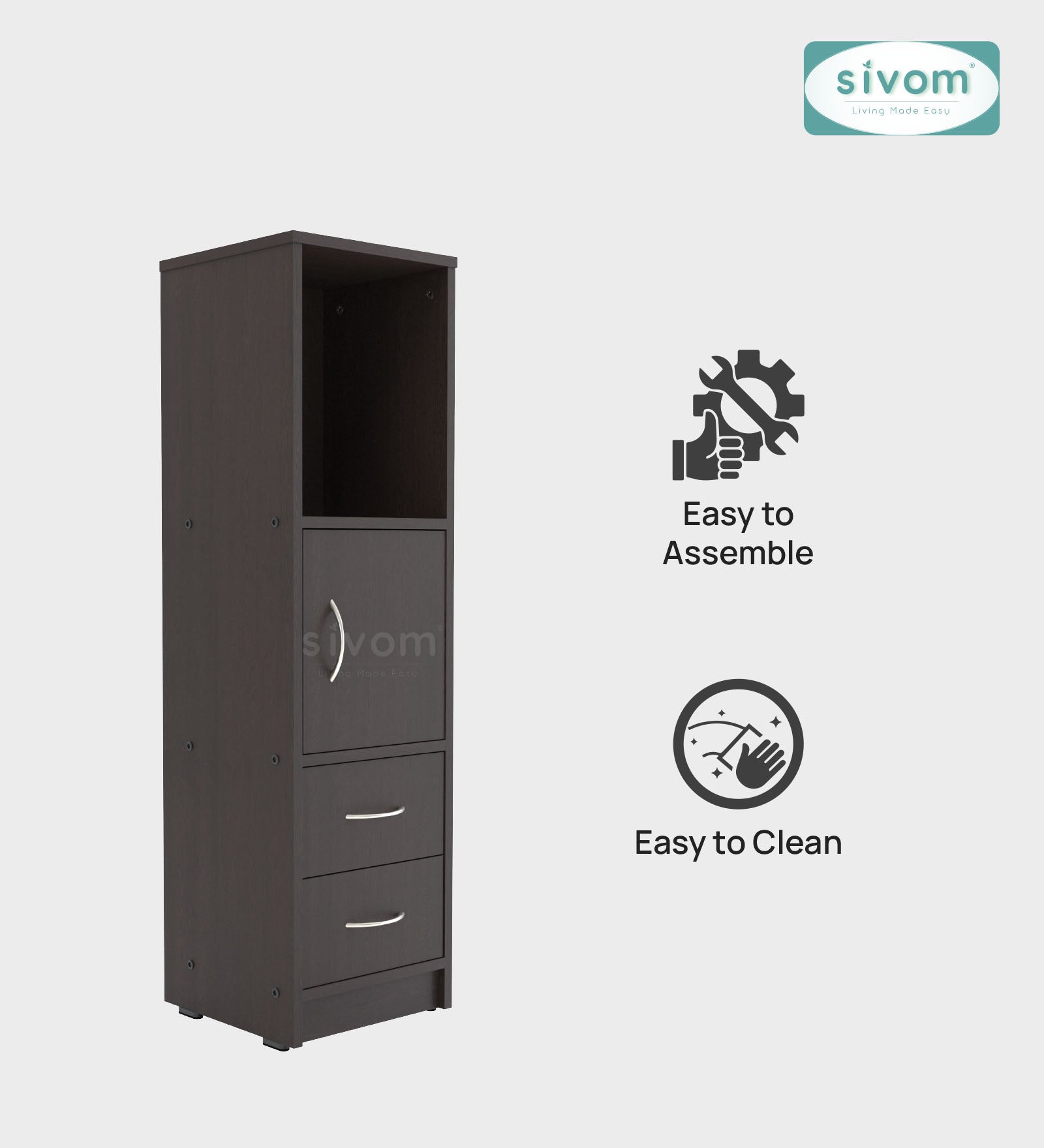 Sivom SIVOM Henry Multipurpose Storage Unit/ Engineered Wood Free Standing Cabinet for Modern Homes | Elegant Design & Premium Finish