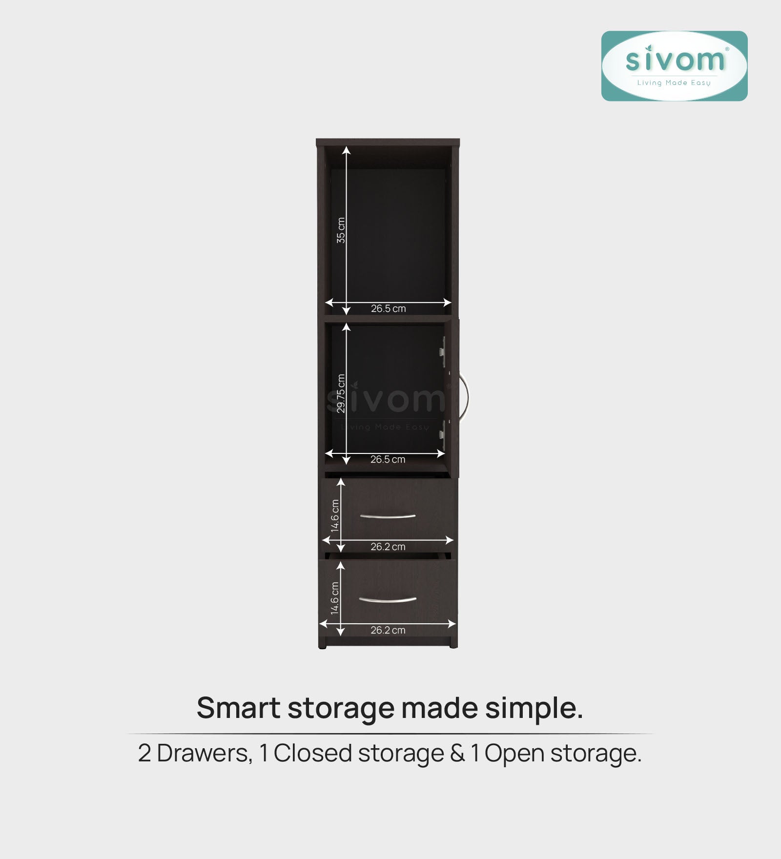 Sivom SIVOM Henry Multipurpose Storage Unit/ Engineered Wood Free Standing Cabinet for Modern Homes | Elegant Design & Premium Finish