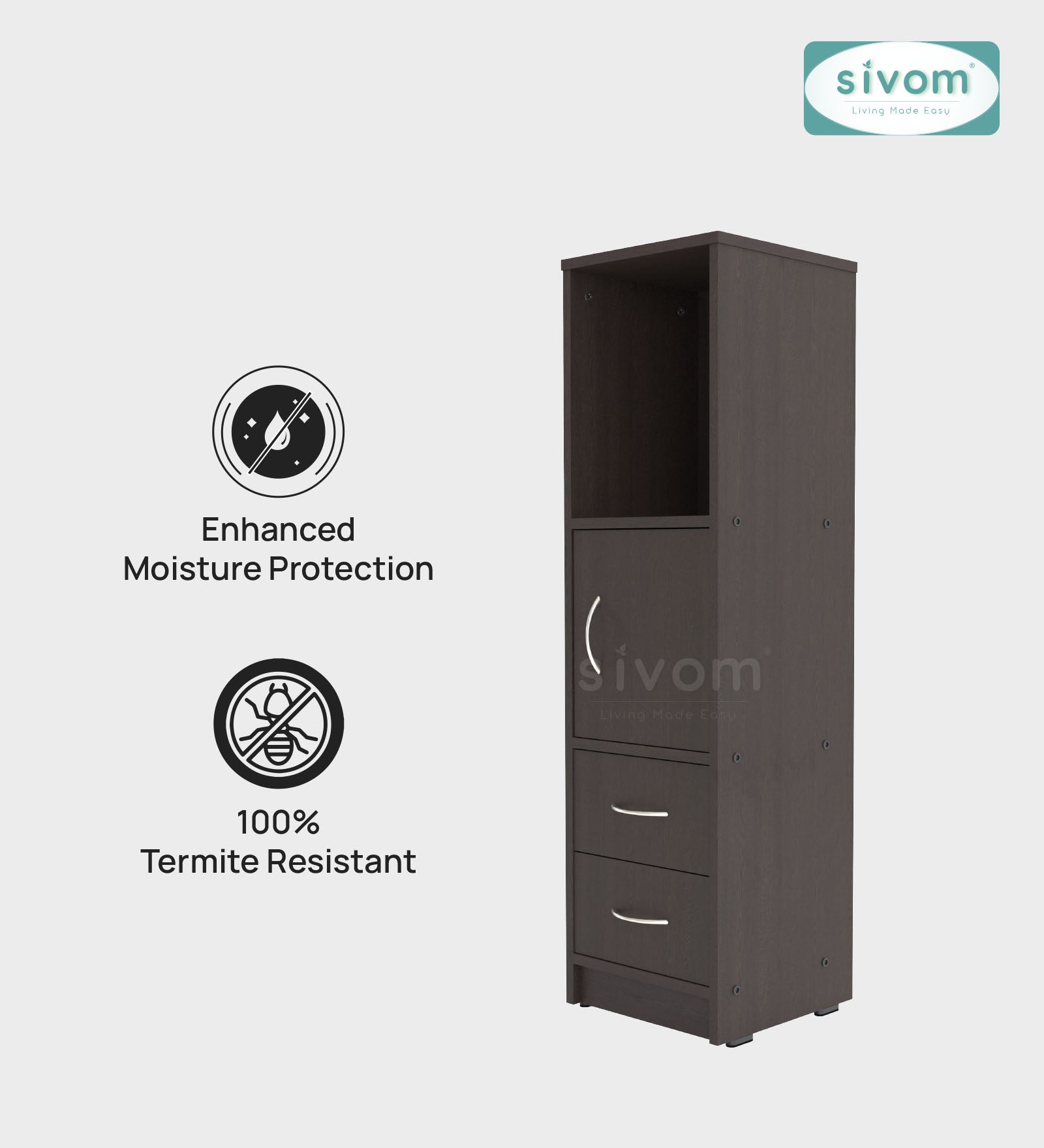 Sivom SIVOM Henry Multipurpose Storage Unit/ Engineered Wood Free Standing Cabinet for Modern Homes | Elegant Design & Premium Finish