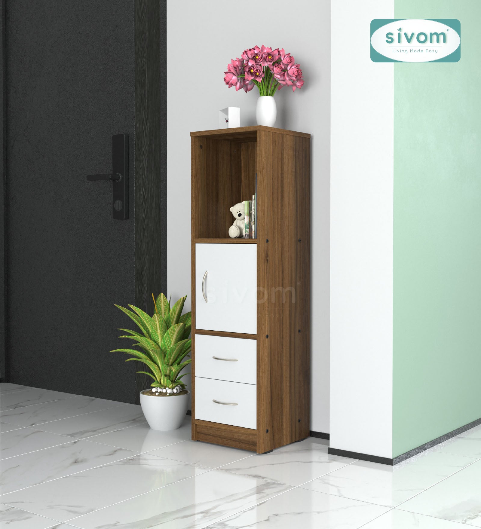 Sivom SIVOM Henry Multipurpose Storage Unit/ Engineered Wood Free Standing Cabinet for Modern Homes | Elegant Design & Premium Finish