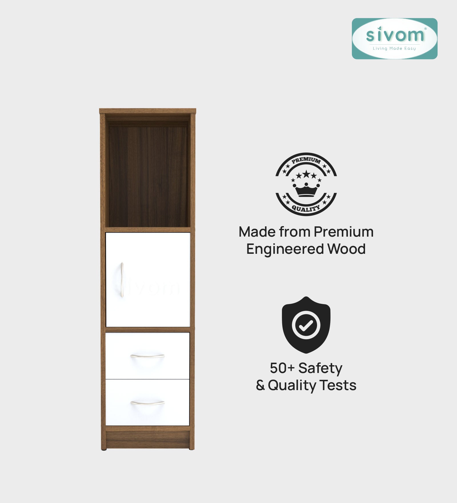 Sivom SIVOM Henry Multipurpose Storage Unit/ Engineered Wood Free Standing Cabinet for Modern Homes | Elegant Design & Premium Finish