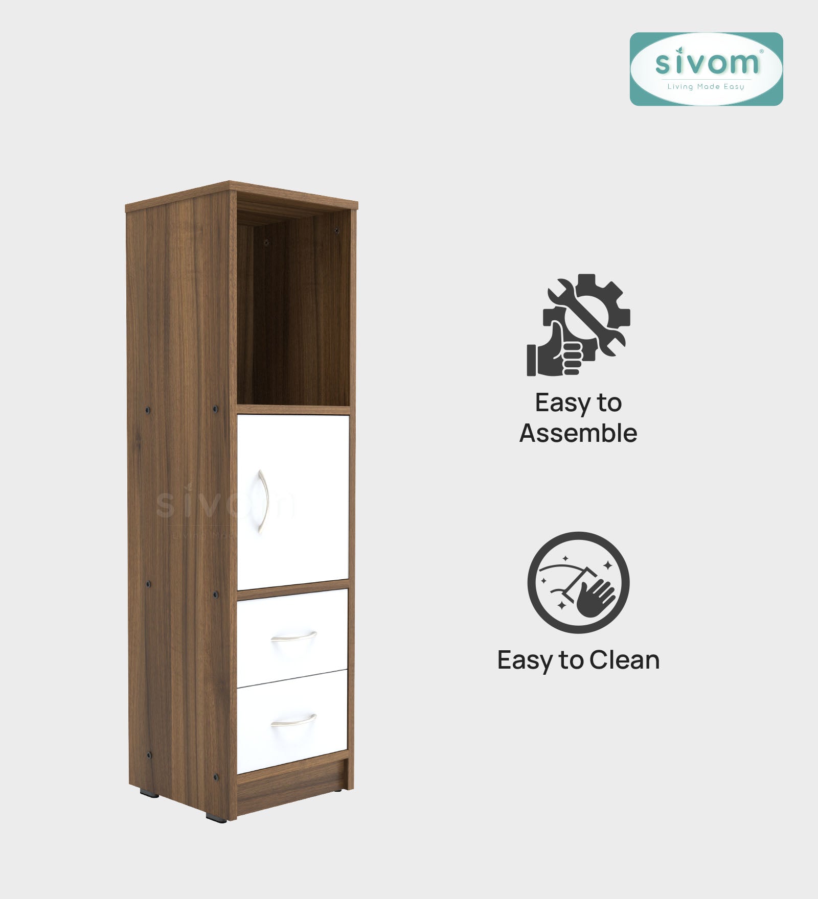 Sivom SIVOM Henry Multipurpose Storage Unit/ Engineered Wood Free Standing Cabinet for Modern Homes | Elegant Design & Premium Finish