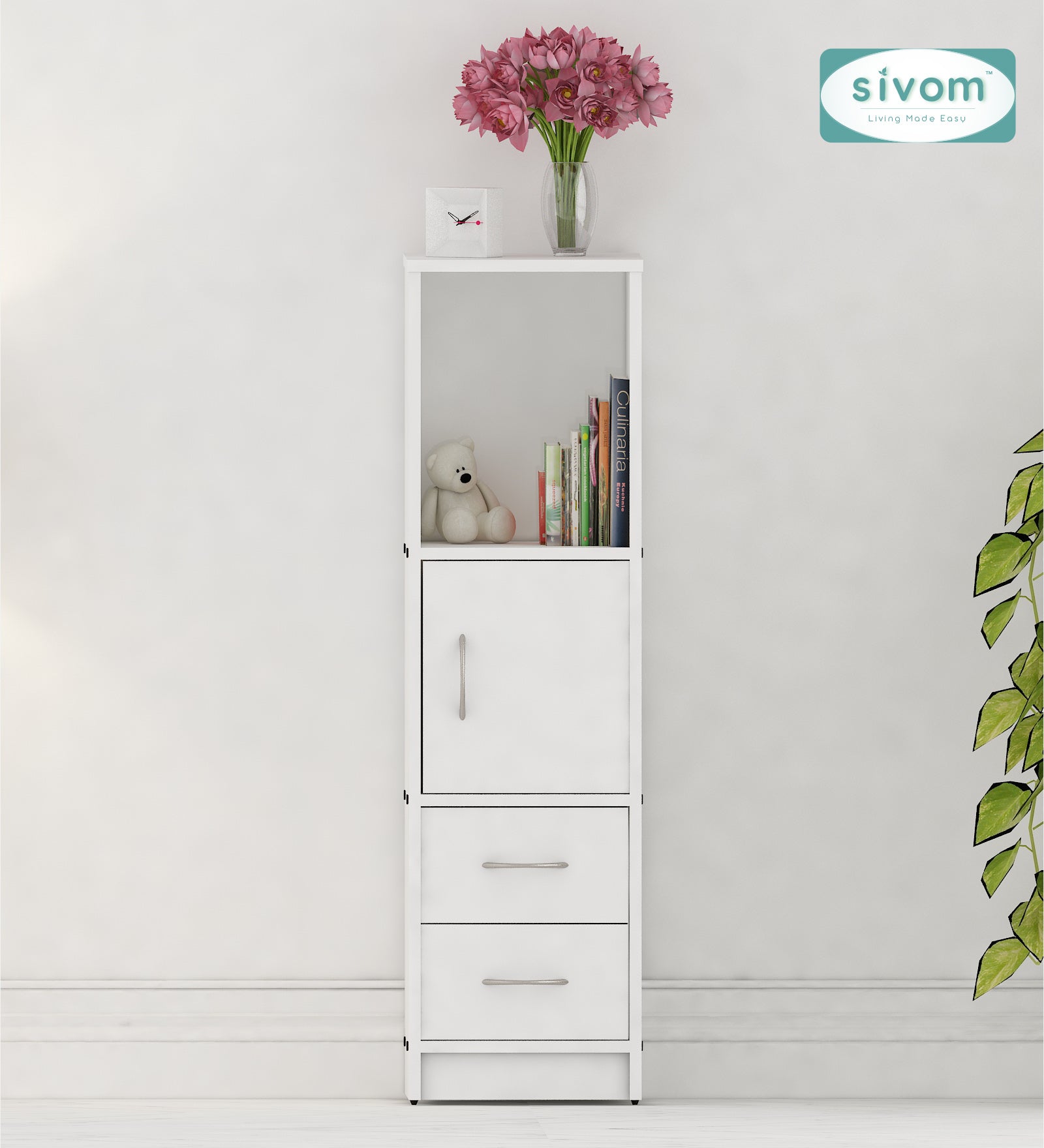 Sivom SIVOM Henry Multipurpose Storage Unit/ Engineered Wood Free Standing Cabinet for Modern Homes | Elegant Design & Premium Finish