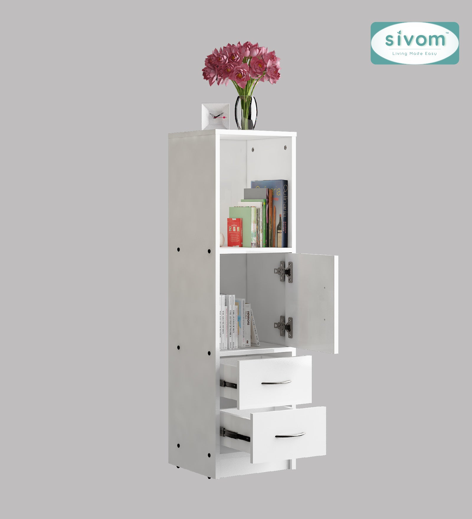 Sivom SIVOM Henry Multipurpose Storage Unit/ Engineered Wood Free Standing Cabinet for Modern Homes | Elegant Design & Premium Finish