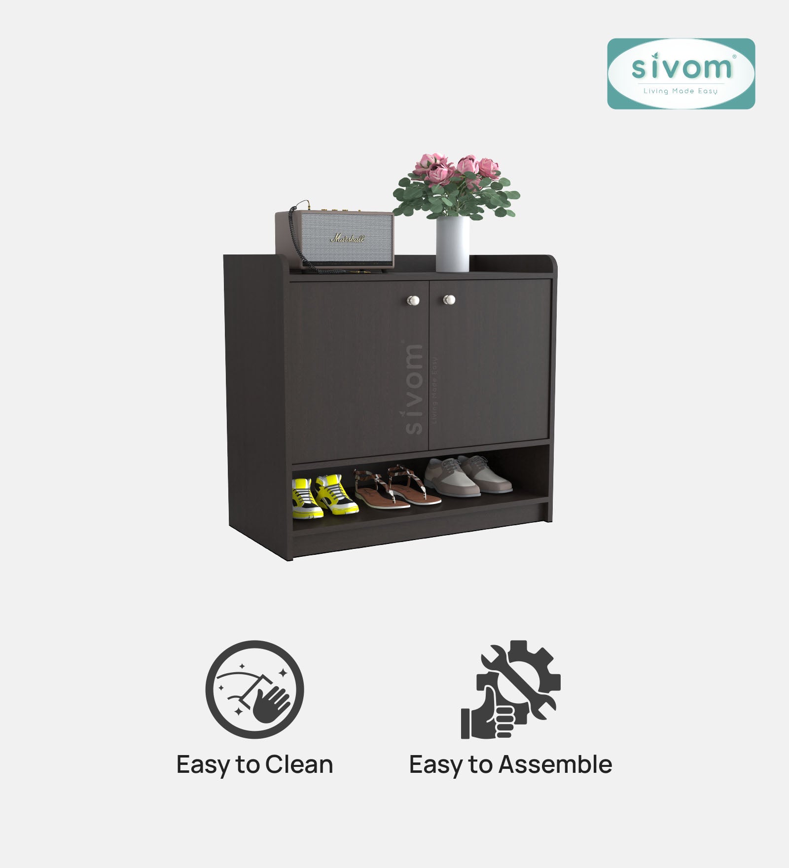 SIVOM Heritage Engineered Wood Shoe Rack (, 4 Shelves, Knock Down) for Modern Homes | Elegant Design & Premium Finish