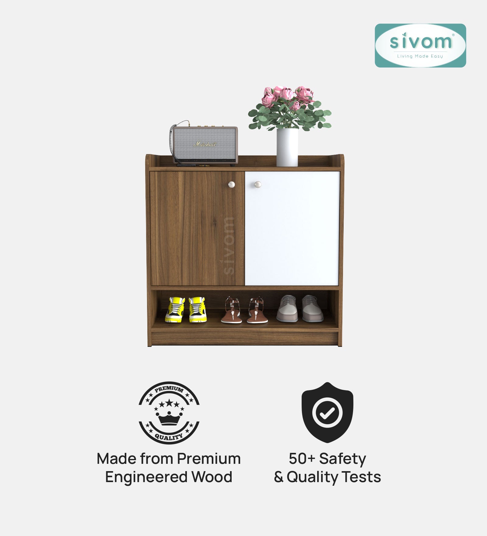SIVOM Heritage Engineered Wood Shoe Rack (, 4 Shelves, Knock Down) for Modern Homes | Elegant Design & Premium Finish