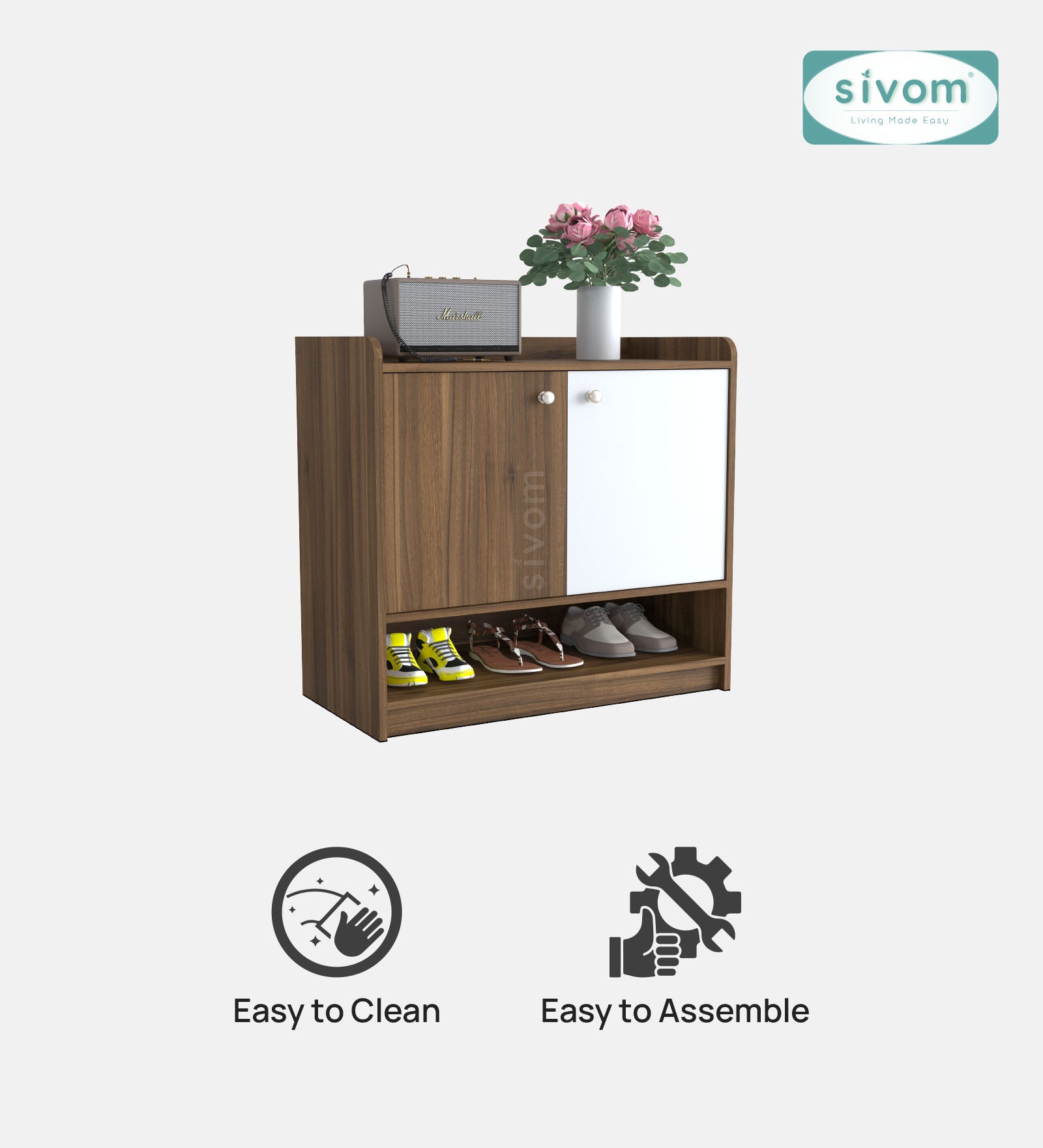 SIVOM Heritage Engineered Wood Shoe Rack (, 4 Shelves, Knock Down) for Modern Homes | Elegant Design & Premium Finish