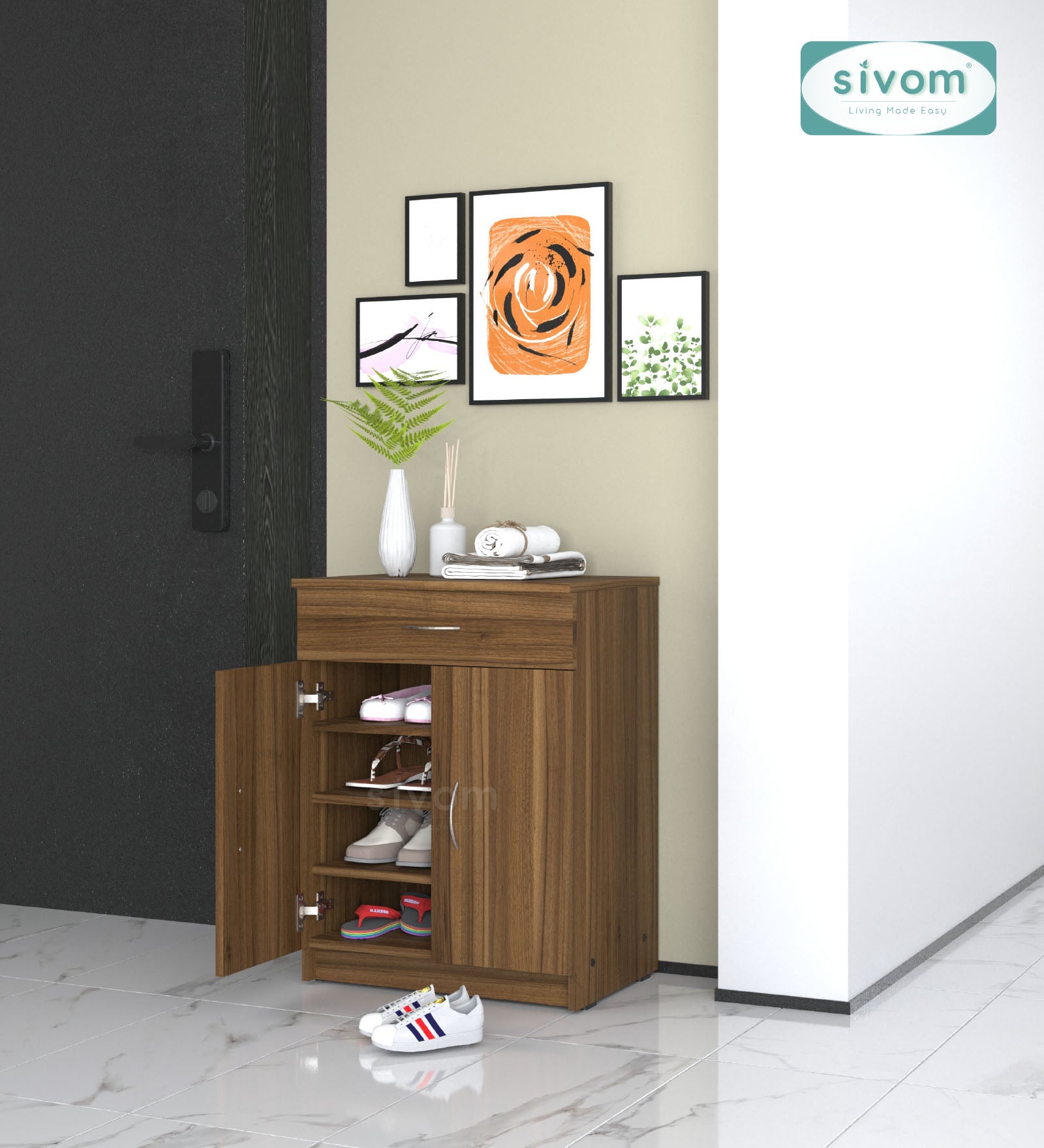 Sivom SIVOM Hexon Engineered Wood Shoe Rack (, 4 Shelves, Knock Down) for Modern Homes | Elegant Design & Premium Finish