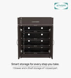 Sivom SIVOM Hexon Engineered Wood Shoe Rack (, 4 Shelves, Knock Down) for Modern Homes | Elegant Design & Premium Finish