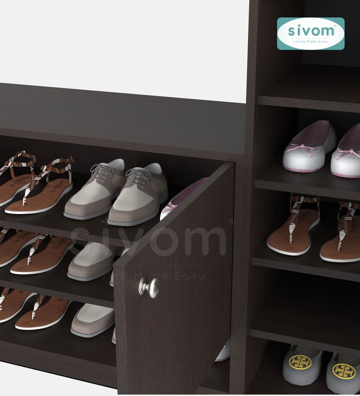 SIVOM Highland Engineered Wood Shoe Rack (, 4 Shelves, Knock Down) for Modern Homes | Elegant Design & Premium Finish