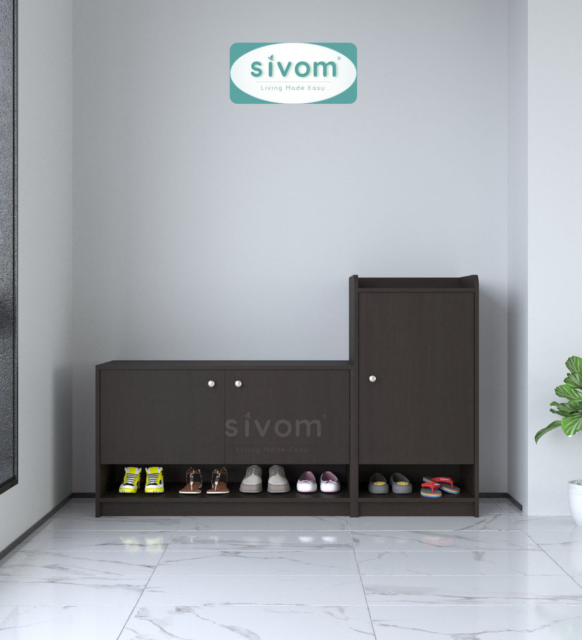 Sivom SIVOM Highland Engineered Wood Shoe Rack (, 4 Shelves, Knock Down) for Modern Homes | Elegant Design & Premium Finish