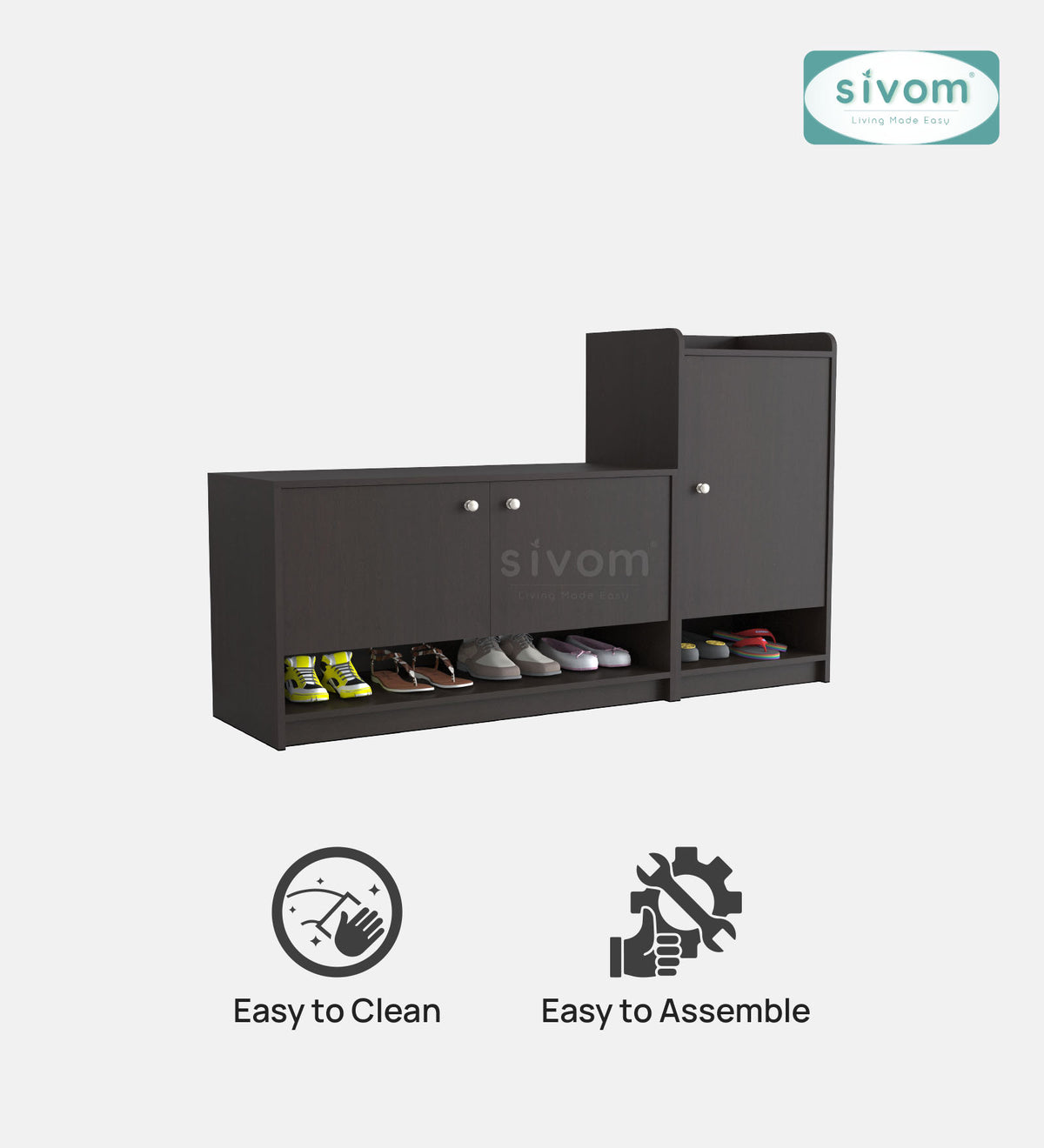 SIVOM Highland Engineered Wood Shoe Rack (, 4 Shelves, Knock Down) for Modern Homes | Elegant Design & Premium Finish