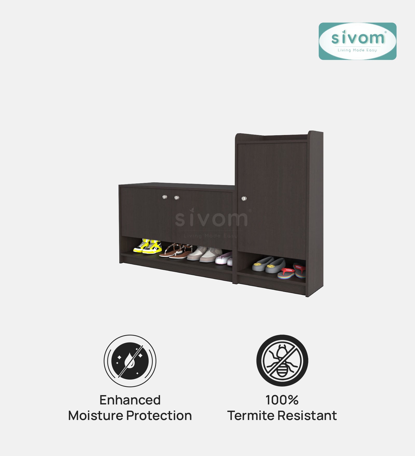 SIVOM Highland Engineered Wood Shoe Rack (, 4 Shelves, Knock Down) for Modern Homes | Elegant Design & Premium Finish