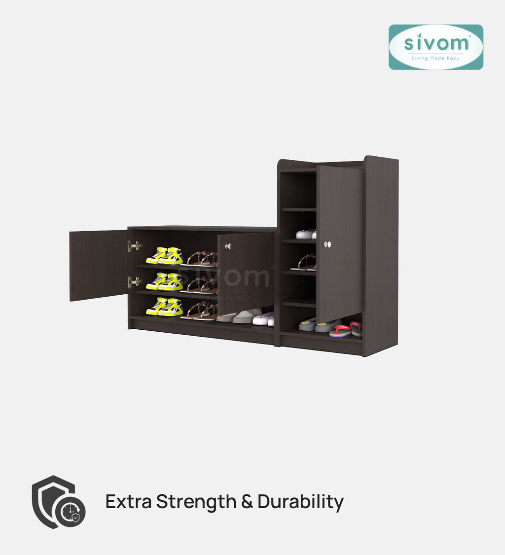SIVOM Highland Engineered Wood Shoe Rack (, 4 Shelves, Knock Down) for Modern Homes | Elegant Design & Premium Finish