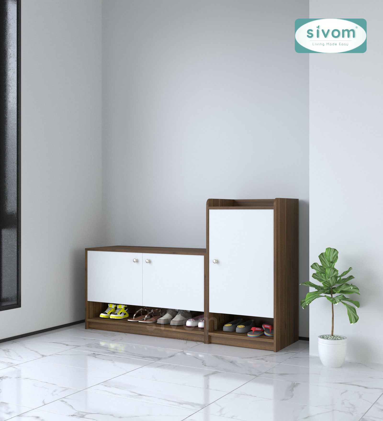 SIVOM Highland Engineered Wood Shoe Rack (, 4 Shelves, Knock Down) for Modern Homes | Elegant Design & Premium Finish