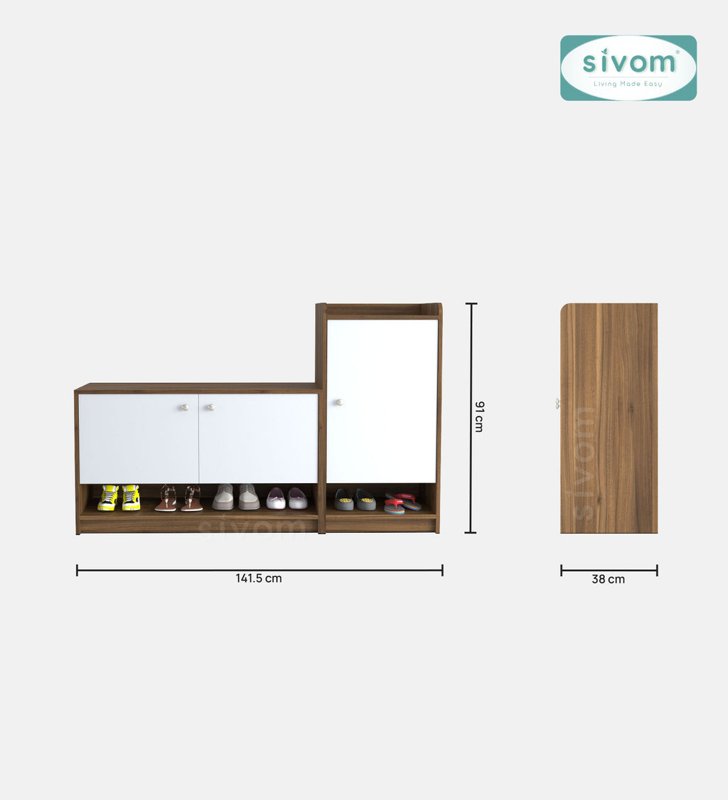 SIVOM Highland Engineered Wood Shoe Rack (, 4 Shelves, Knock Down) for Modern Homes | Elegant Design & Premium Finish