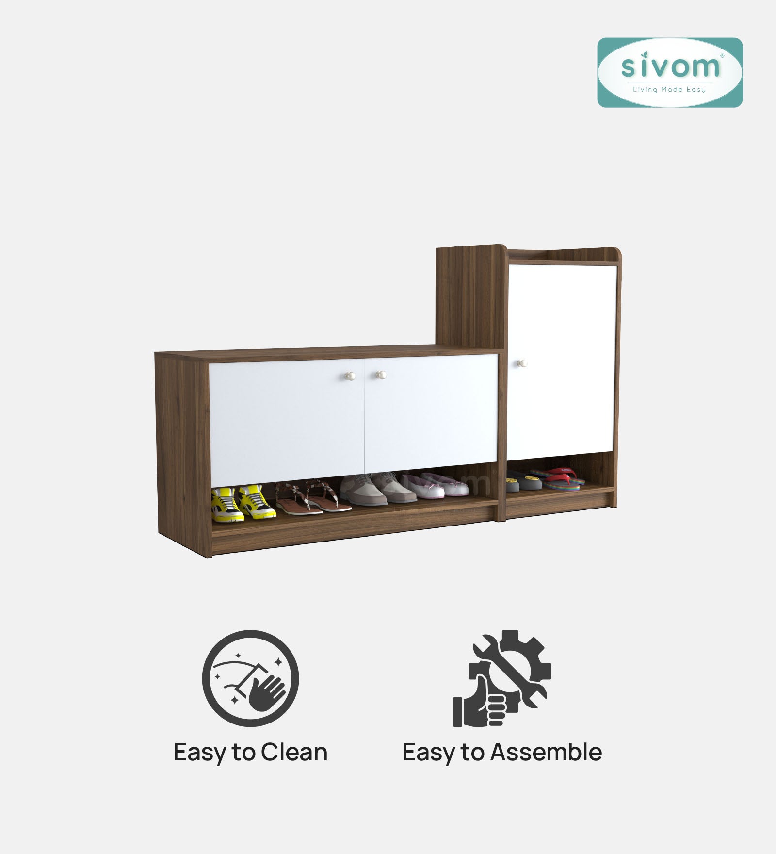 SIVOM Highland Engineered Wood Shoe Rack (, 4 Shelves, Knock Down) for Modern Homes | Elegant Design & Premium Finish