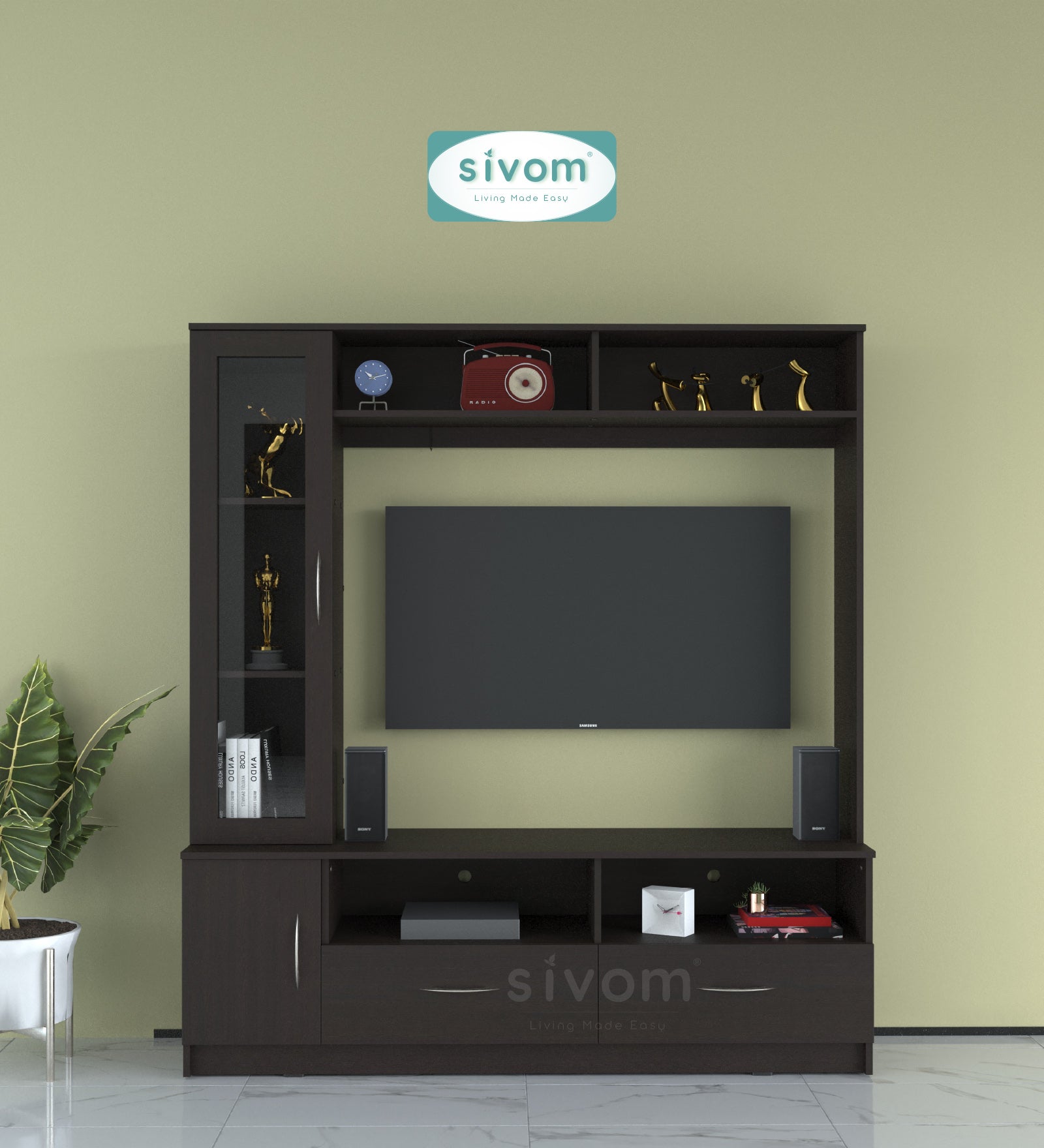 Sivom SIVOM Holland Multipurpose TV Unit fits upto 43 inch with Storage Engineered Wood TV Entertainment Unit for Modern Homes | Elegant Design & Premium Finish