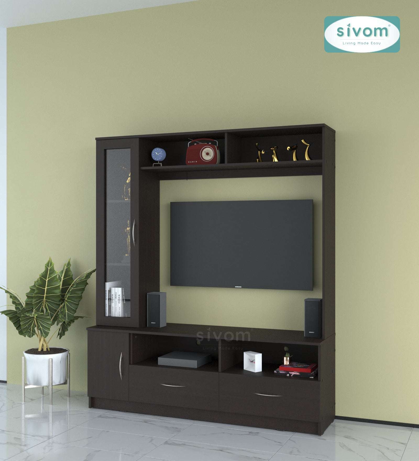 Sivom SIVOM Holland Multipurpose TV Unit fits upto 43 inch with Storage Engineered Wood TV Entertainment Unit for Modern Homes | Elegant Design & Premium Finish