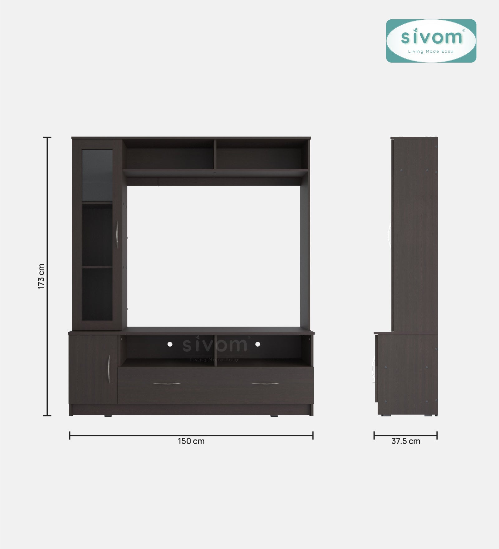 Sivom SIVOM Holland Multipurpose TV Unit fits upto 43 inch with Storage Engineered Wood TV Entertainment Unit for Modern Homes | Elegant Design & Premium Finish