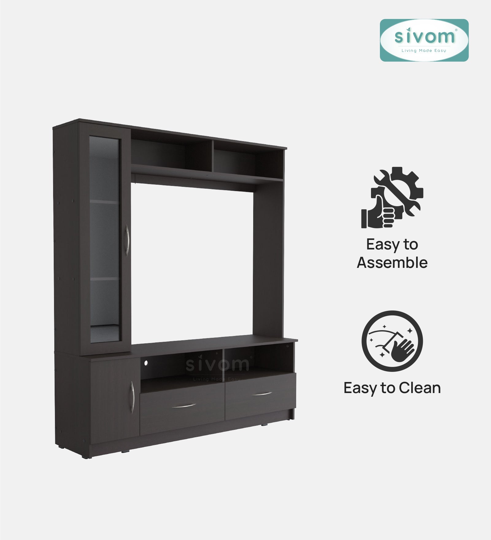 Sivom SIVOM Holland Multipurpose TV Unit fits upto 43 inch with Storage Engineered Wood TV Entertainment Unit for Modern Homes | Elegant Design & Premium Finish
