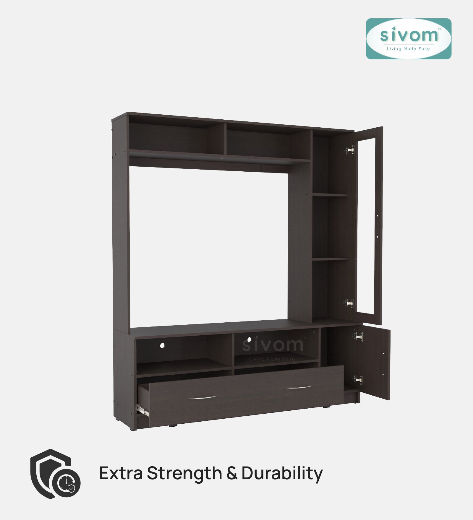 Sivom SIVOM Holland Multipurpose TV Unit fits upto 43 inch with Storage Engineered Wood TV Entertainment Unit for Modern Homes | Elegant Design & Premium Finish