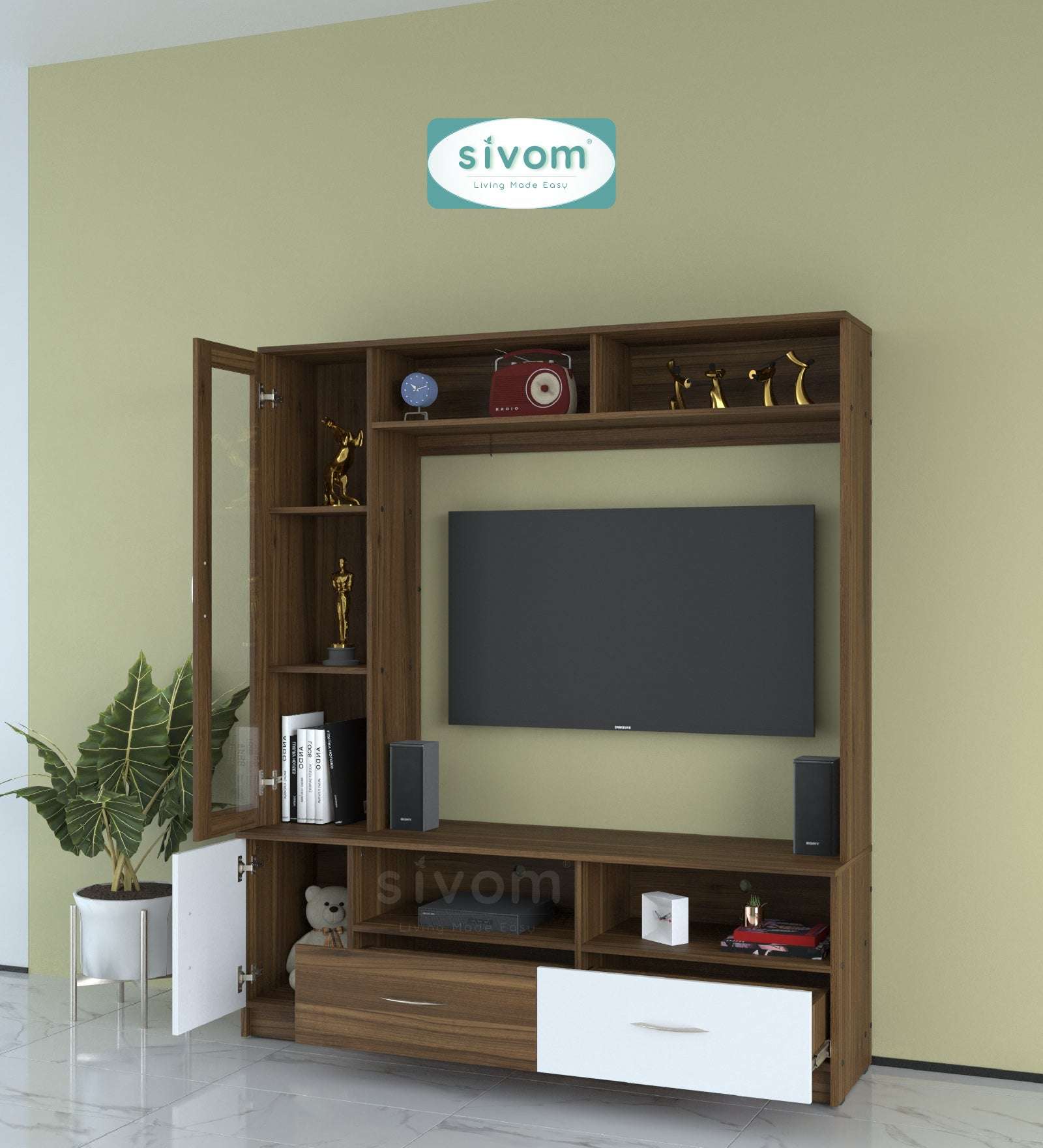 Sivom SIVOM Holland Multipurpose TV Unit fits upto 43 inch with Storage Engineered Wood TV Entertainment Unit for Modern Homes | Elegant Design & Premium Finish