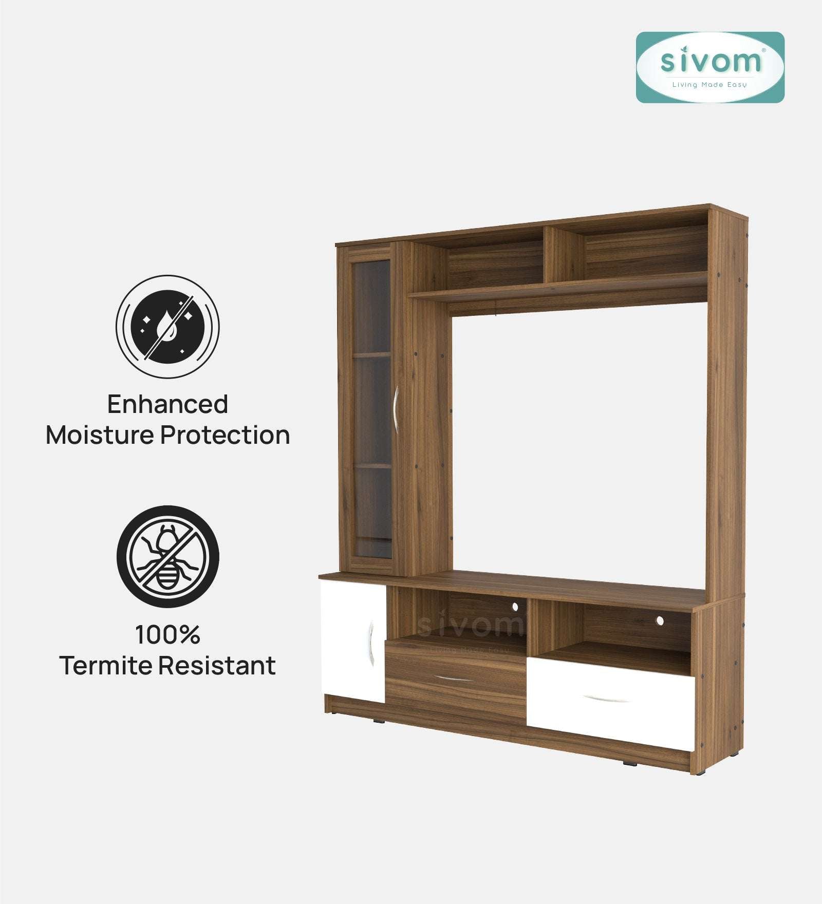 Sivom SIVOM Holland Multipurpose TV Unit fits upto 43 inch with Storage Engineered Wood TV Entertainment Unit for Modern Homes | Elegant Design & Premium Finish