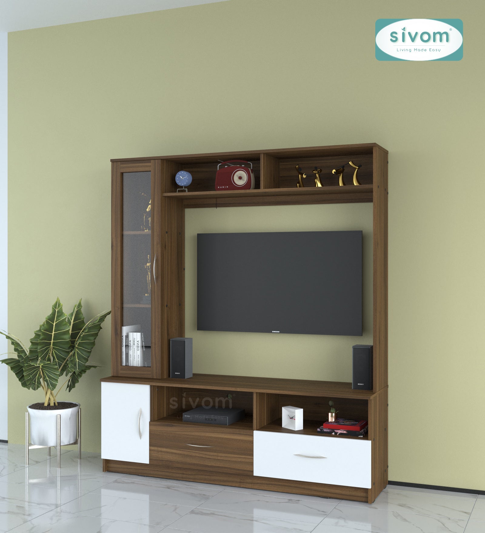 Sivom SIVOM Holland Multipurpose TV Unit fits upto 43 inch with Storage Engineered Wood TV Entertainment Unit for Modern Homes | Elegant Design & Premium Finish