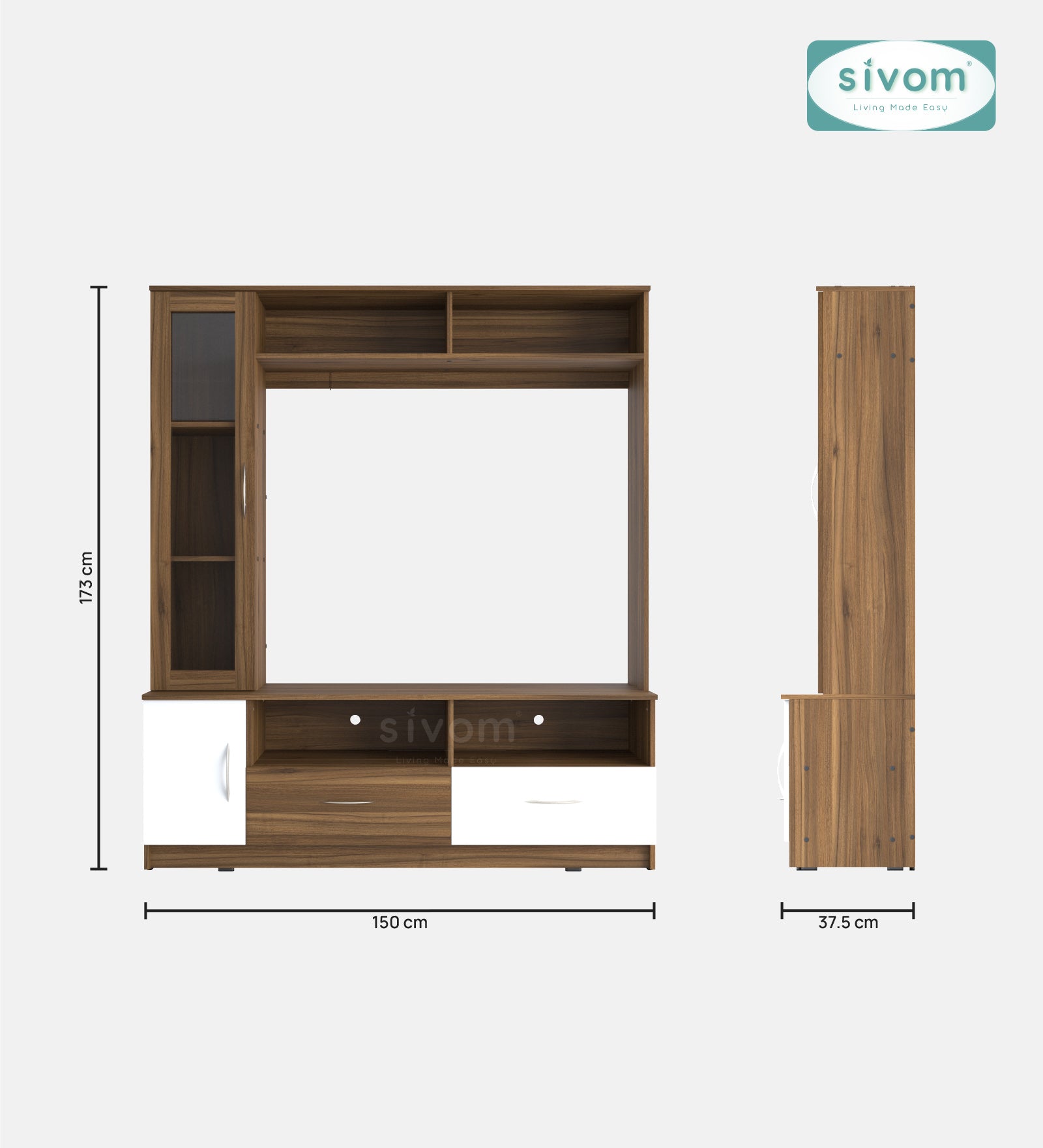 Sivom SIVOM Holland Multipurpose TV Unit fits upto 43 inch with Storage Engineered Wood TV Entertainment Unit for Modern Homes | Elegant Design & Premium Finish