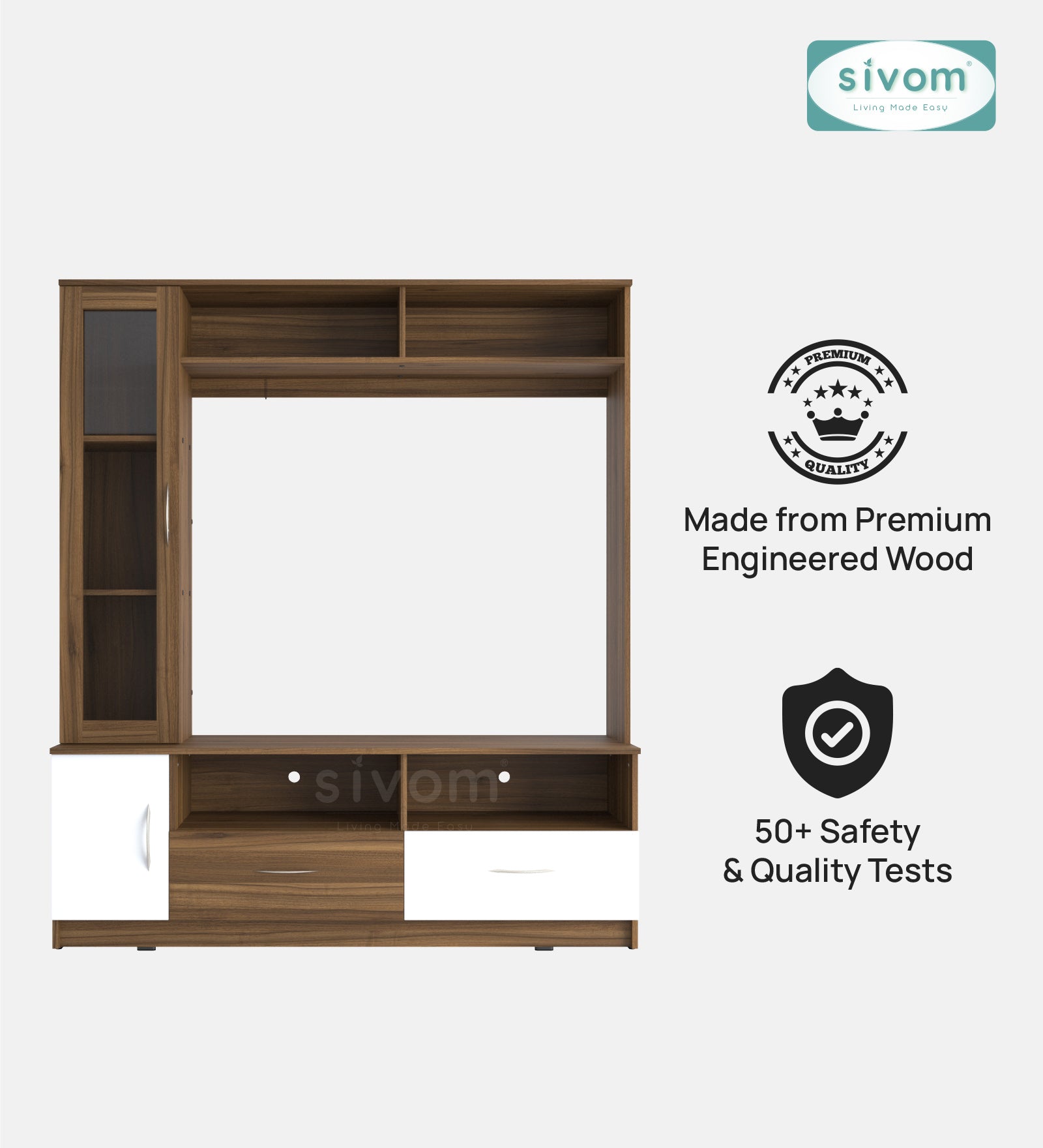 Sivom SIVOM Holland Multipurpose TV Unit fits upto 43 inch with Storage Engineered Wood TV Entertainment Unit for Modern Homes | Elegant Design & Premium Finish
