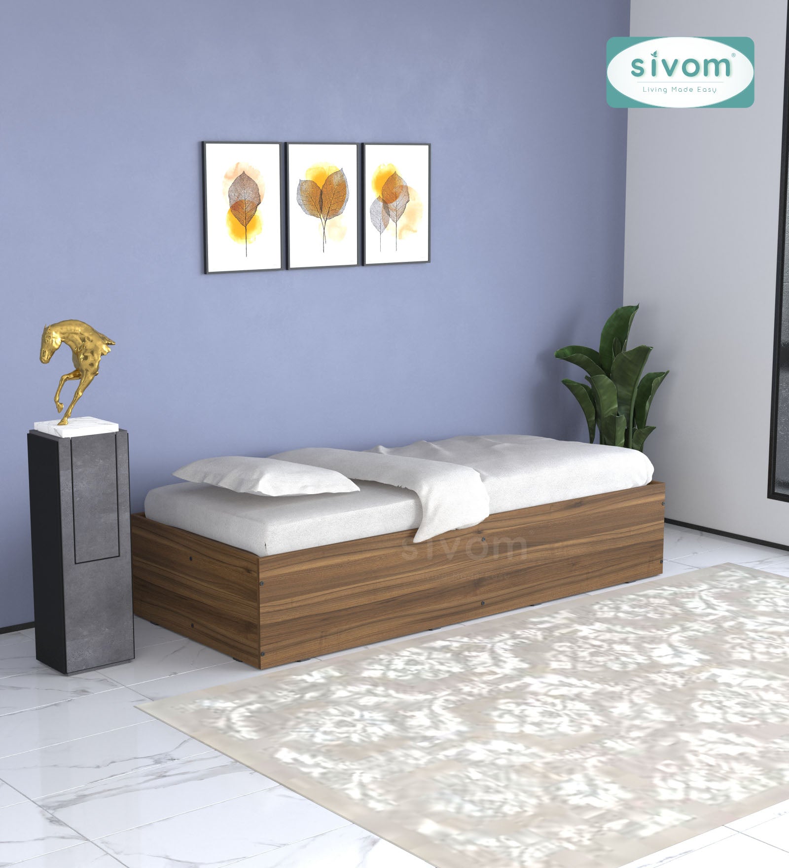 Sivom SIVOM Imperial Multipurpose Diwan/Single Bed with Storage Engineered Wood Single Box Bed for Modern Homes | Elegant Design & Premium Finish
