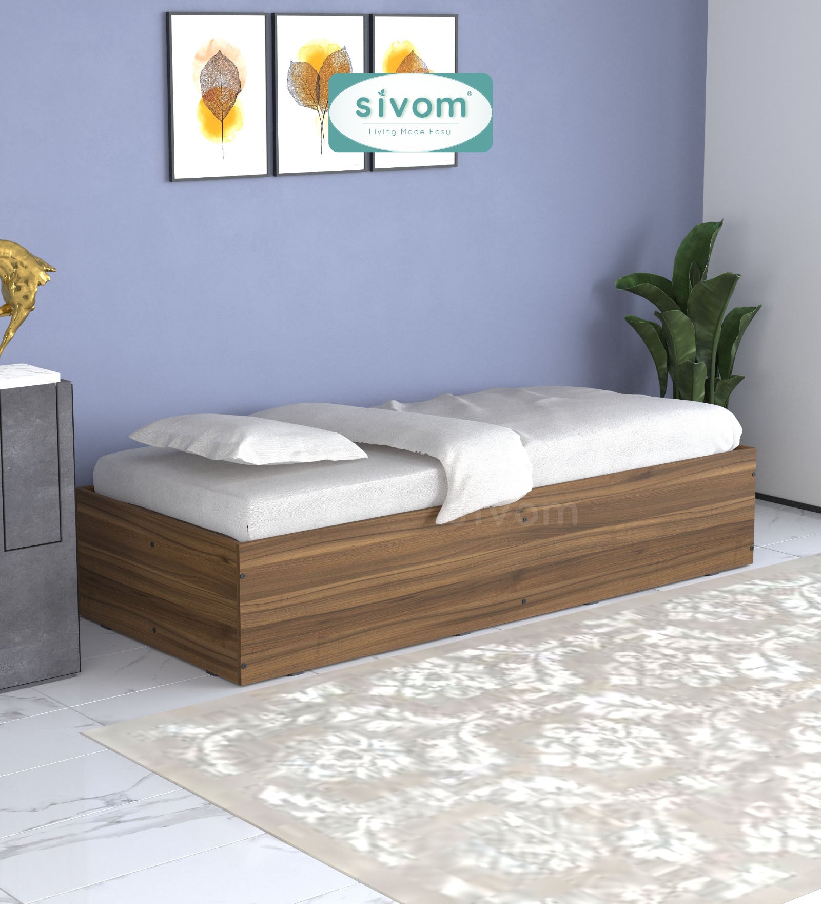 Sivom SIVOM Imperial Multipurpose Diwan/Single Bed with Storage Engineered Wood Single Box Bed for Modern Homes | Elegant Design & Premium Finish