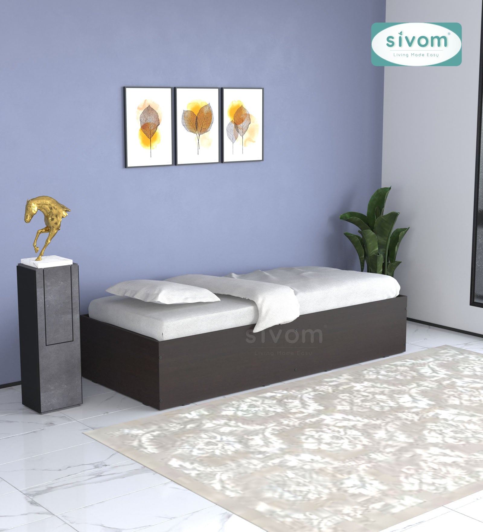 Sivom SIVOM Imperial Multipurpose Diwan/Single Bed with Storage Engineered Wood Single Box Bed for Modern Homes | Elegant Design & Premium Finish