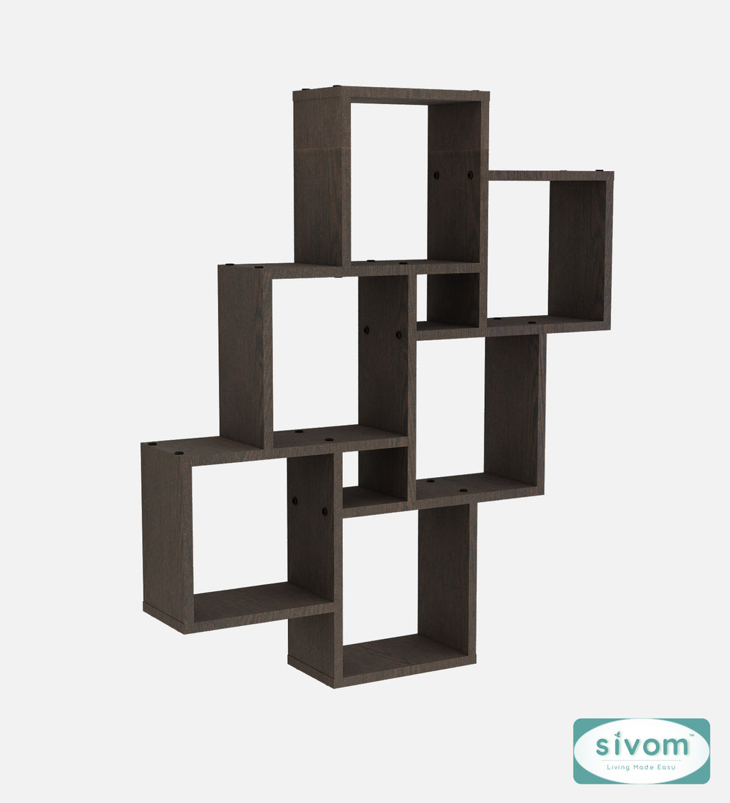 Sivom SIVOM CUBE Multipurpose Modular Wall Racks/Shelves/Organiser/Décor Particle Board Wall Shelf (Number of Shelves - 8, ) for Modern Homes | Elegant Design & Premium Finish